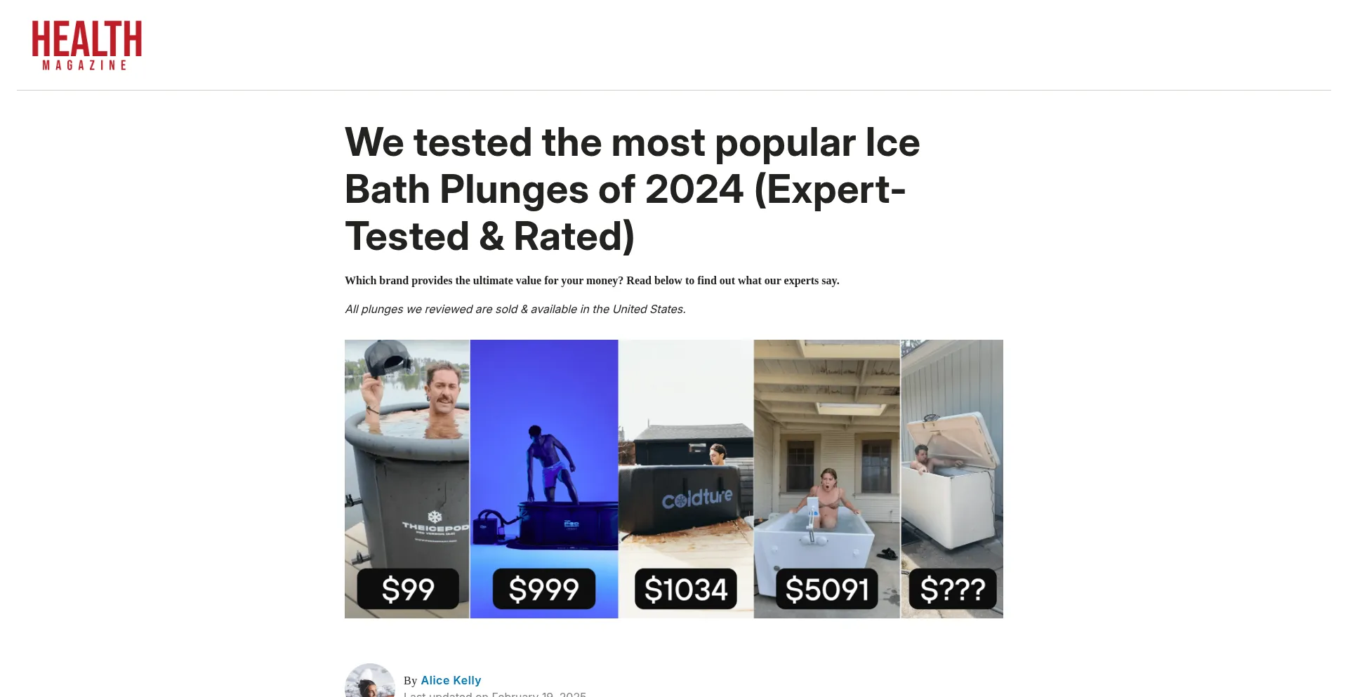 Website screenshot of Coldplungemagazine.com