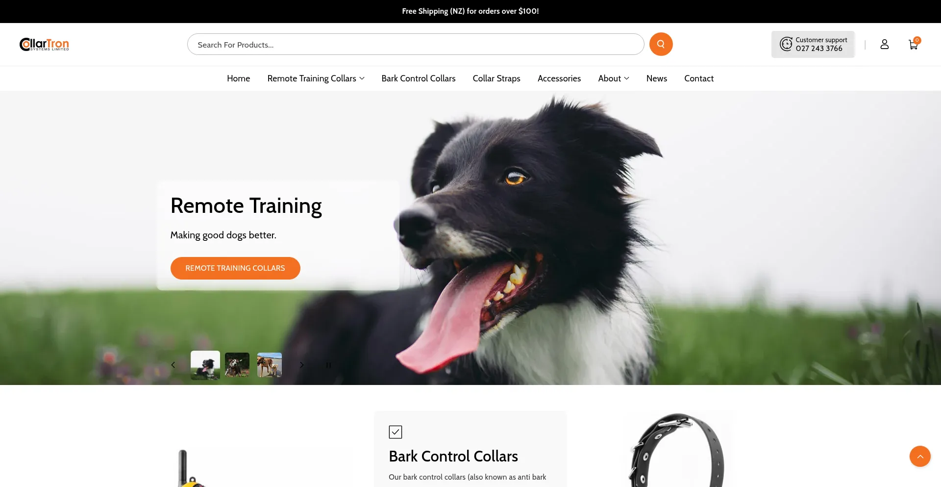 Website screenshot of Collartron.co.nz