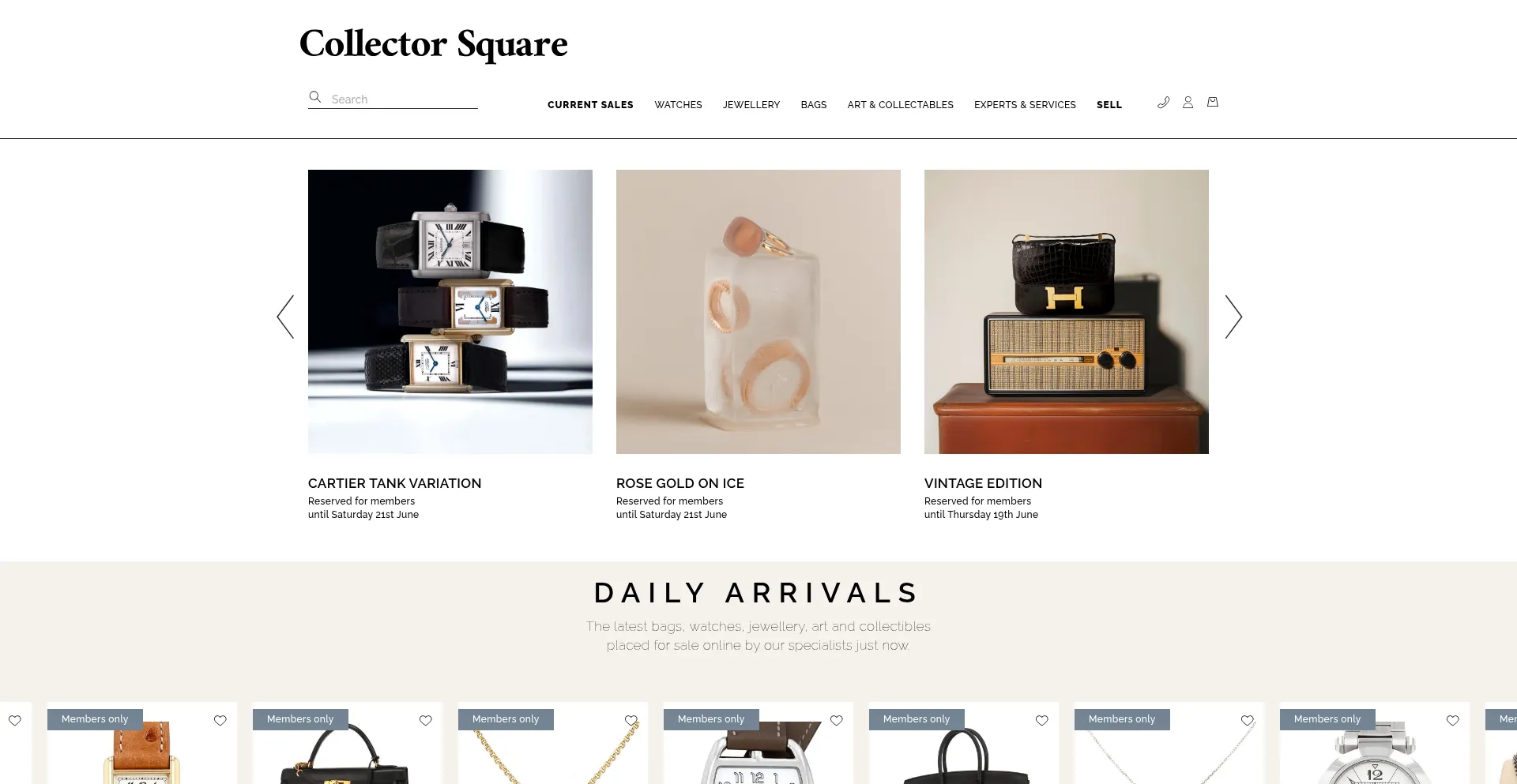 Website screenshot of Collectorsquare.com