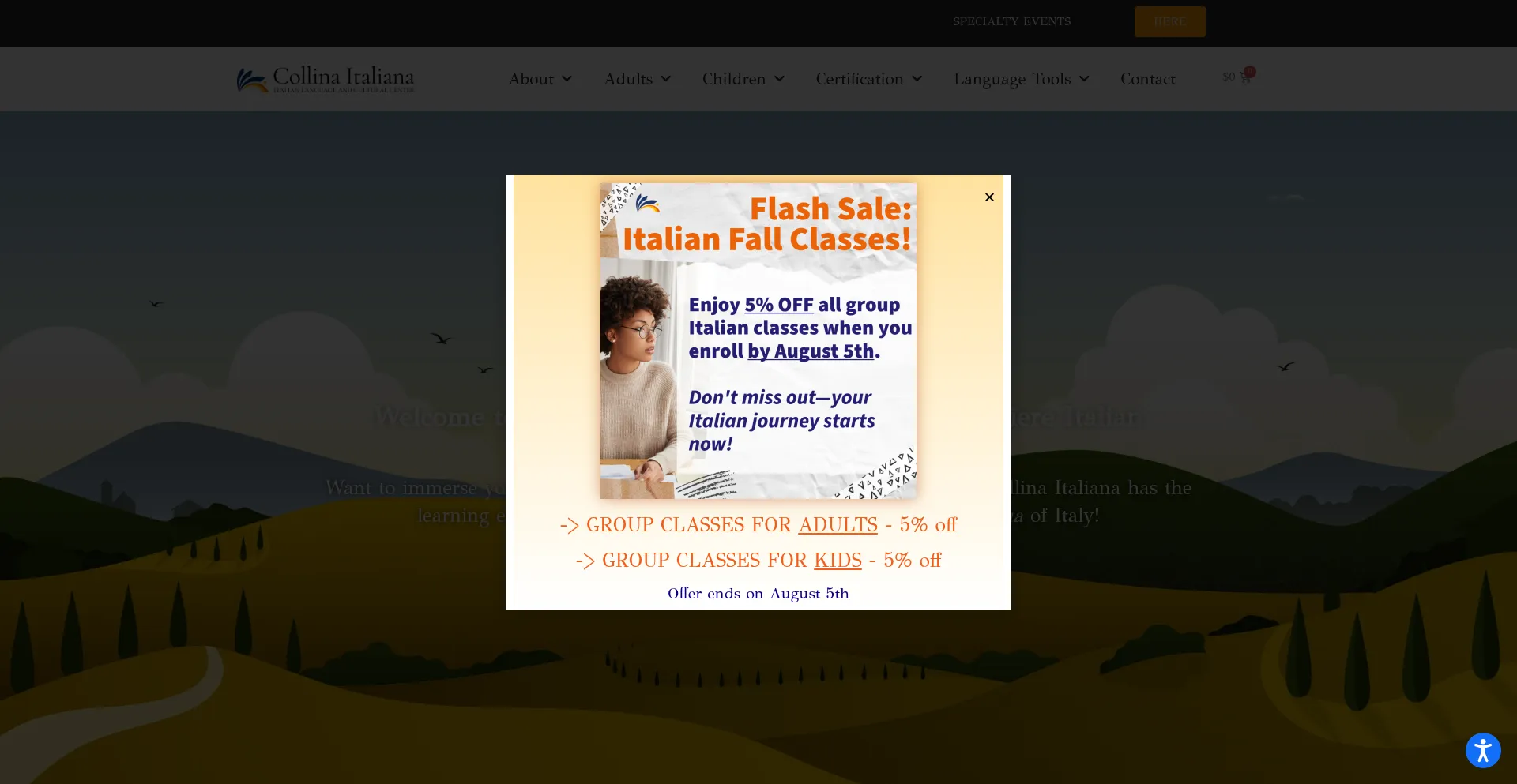 Website screenshot of Collinaitaliana.com