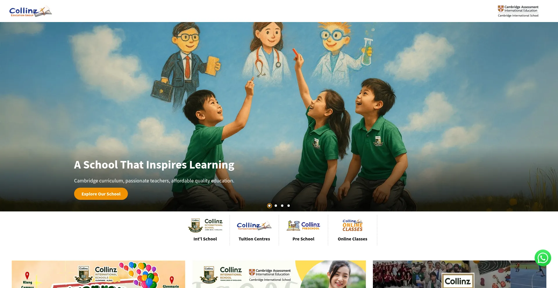 Website screenshot of Collinz.edu.my