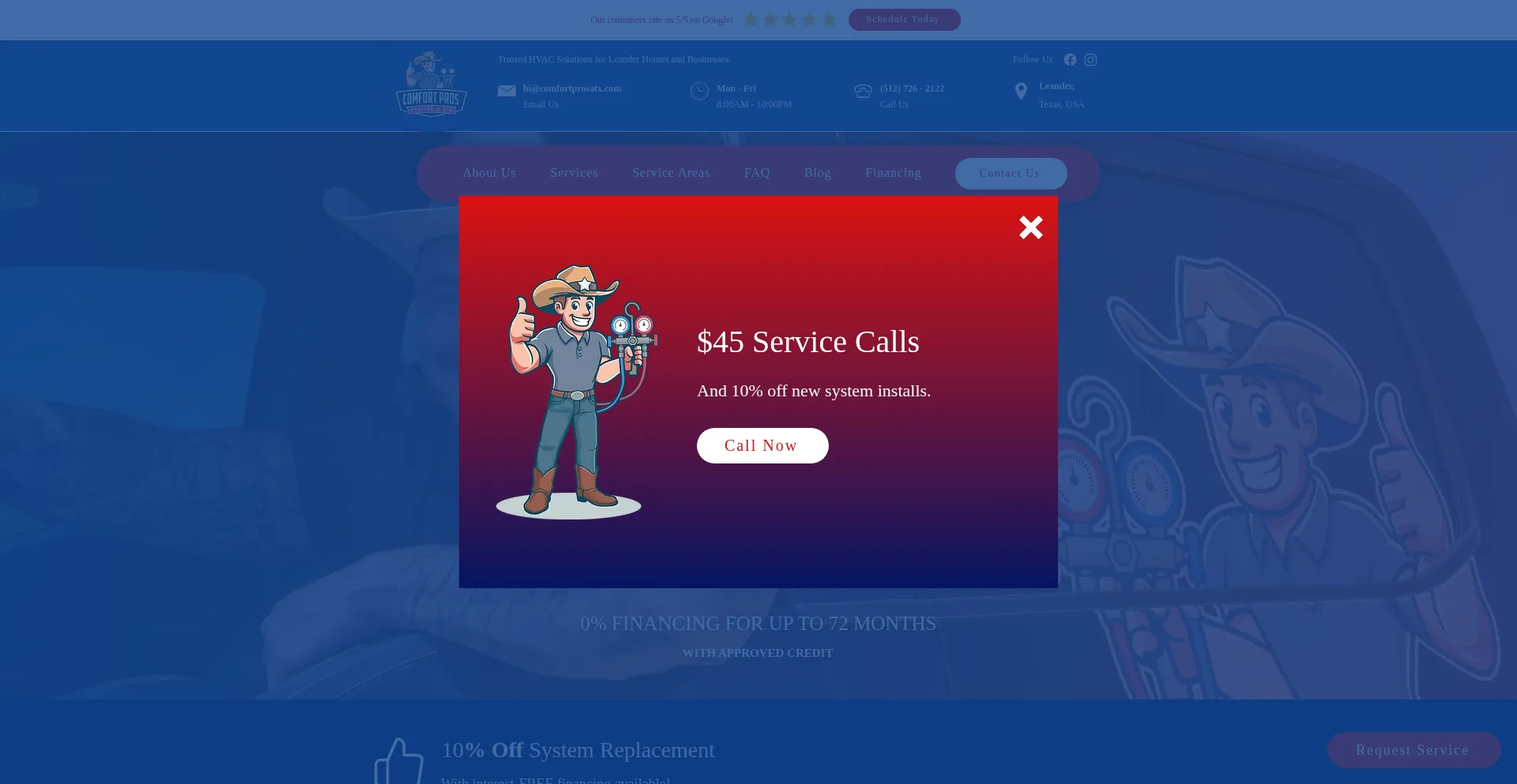 Website screenshot of Comfortprosatx.com