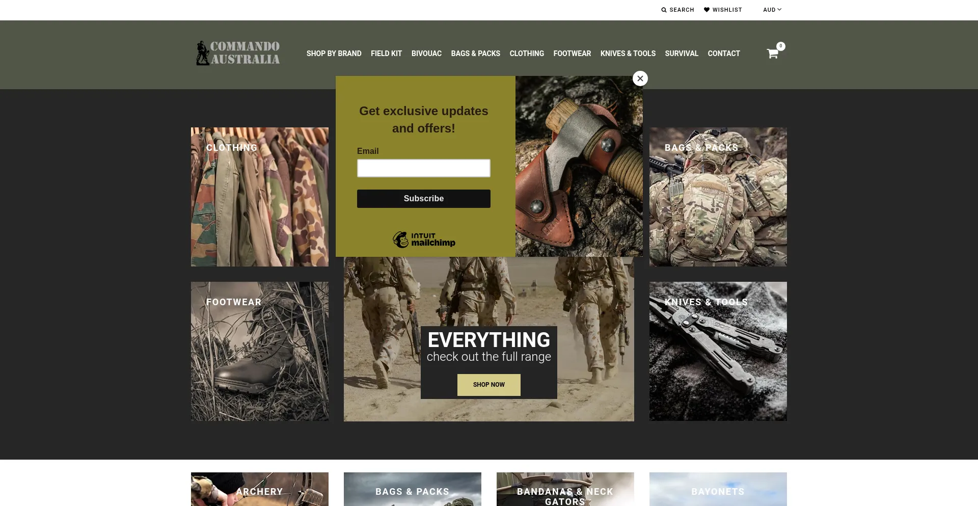 Website screenshot of Commandoaustralia.com