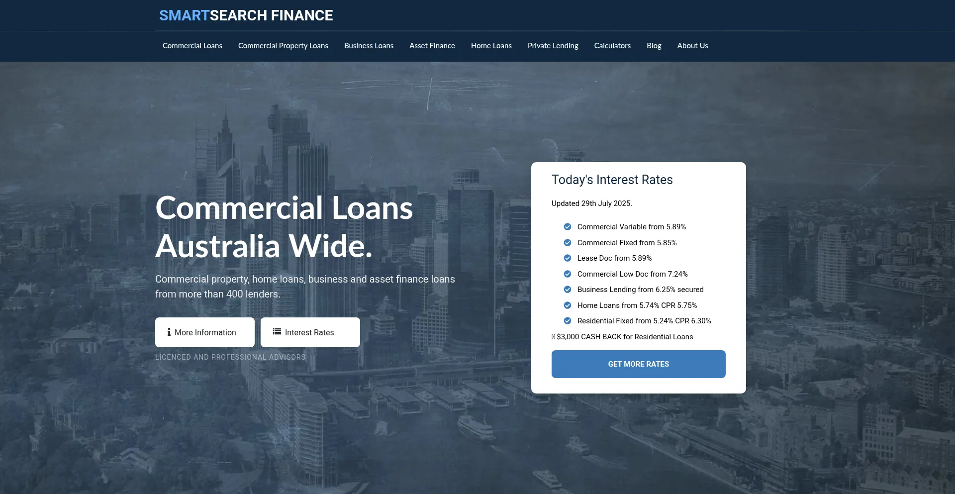 Website screenshot of Commercial-loans.net.au