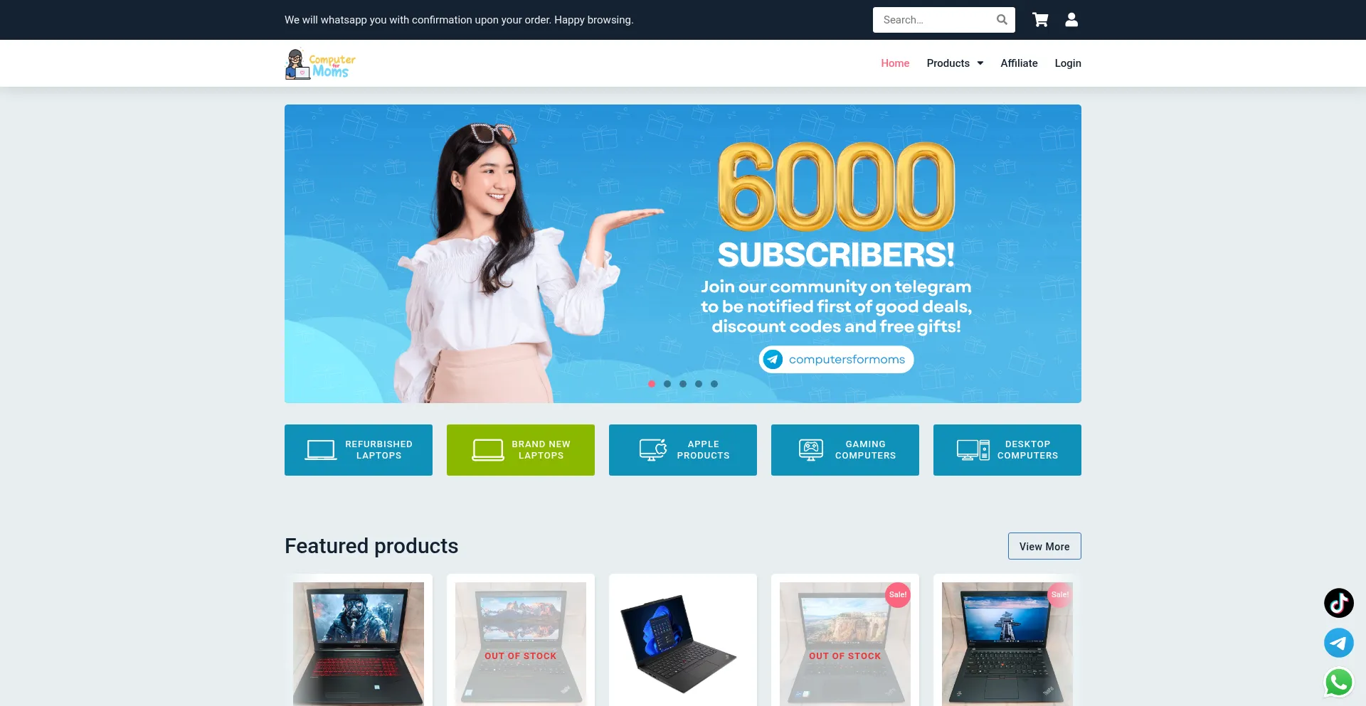 Website screenshot of Computersformoms.sg
