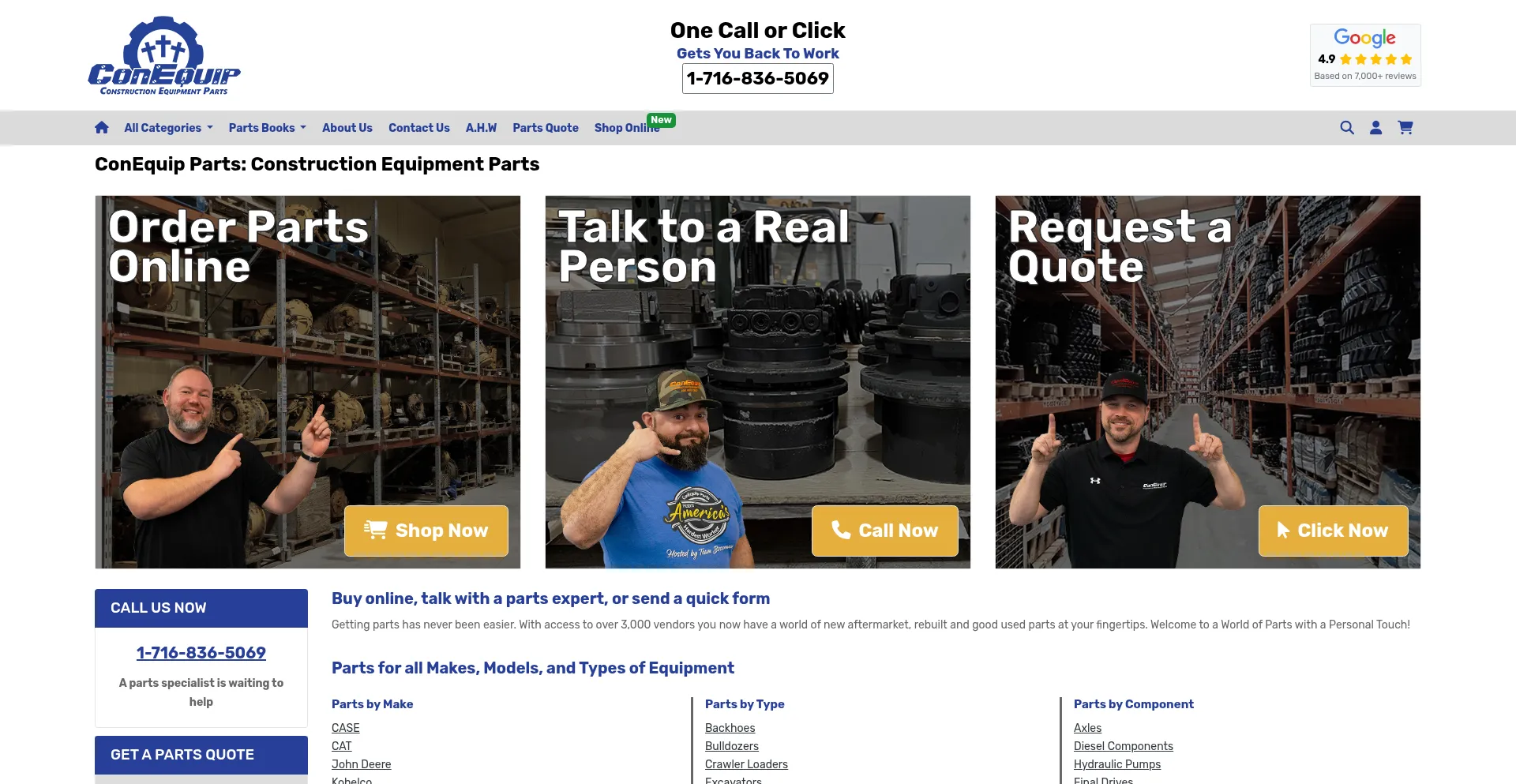 Website screenshot of Conequip.com
