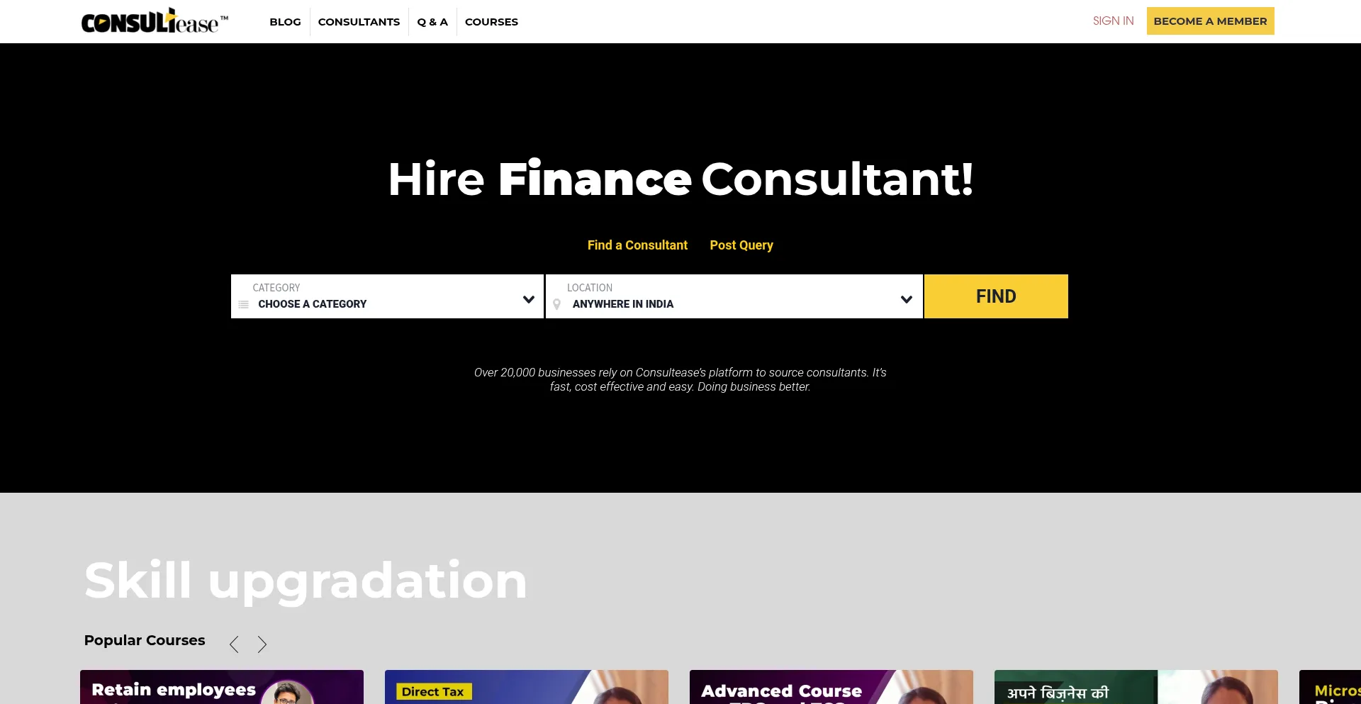 Website screenshot of Consultease.com