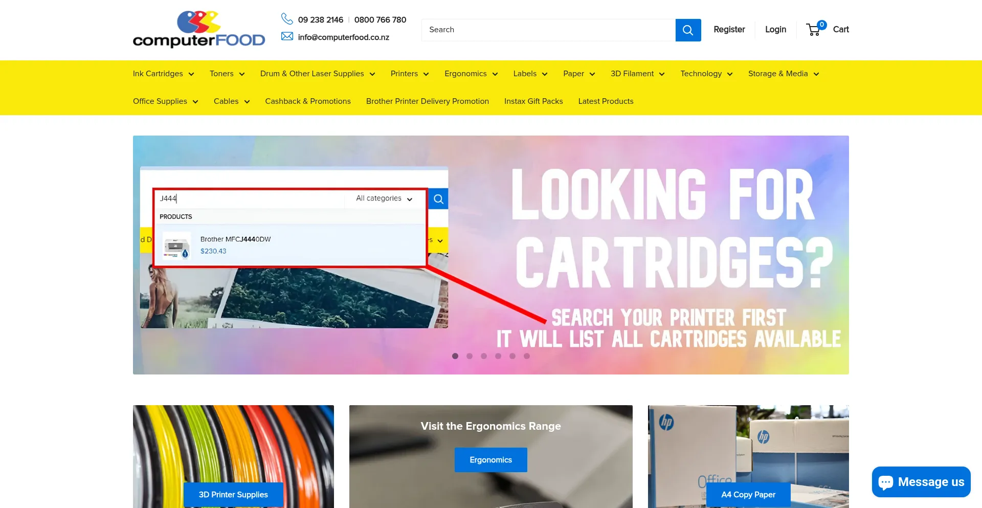 Website screenshot of Consumables.co.nz
