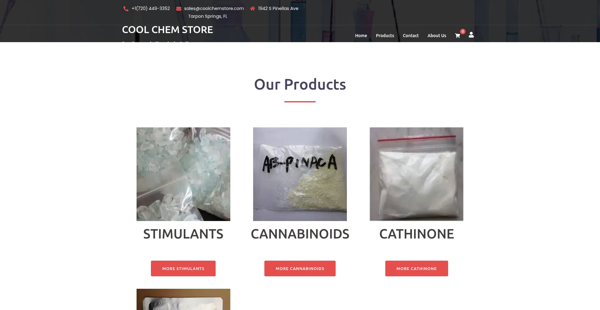 Website screenshot of Coolchemstore.com
