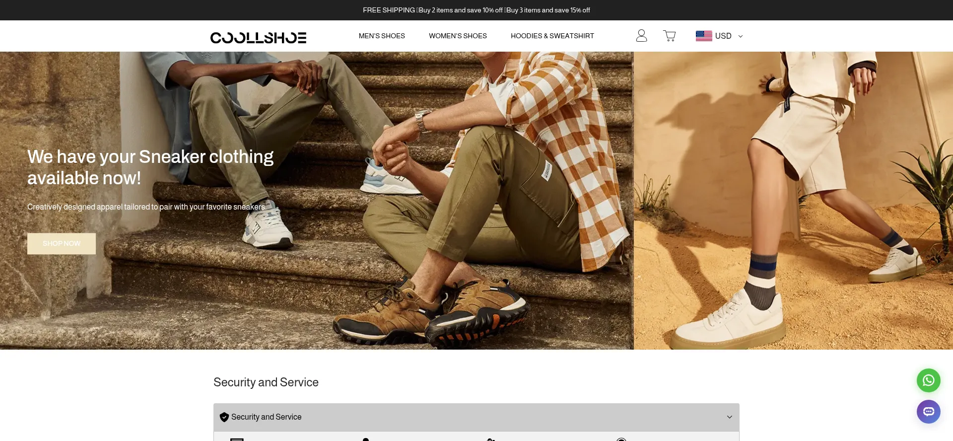 Website screenshot of Coollshoe.com