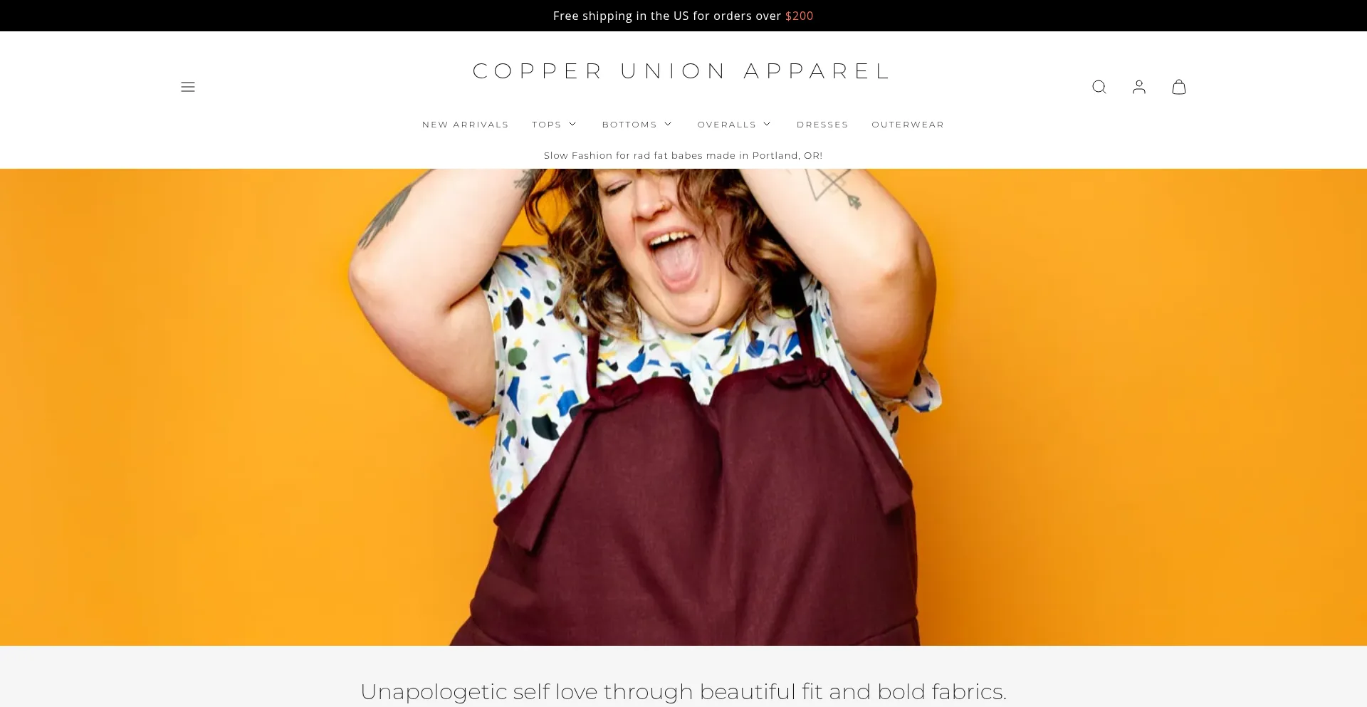 Website screenshot of Copperunionapparel.com
