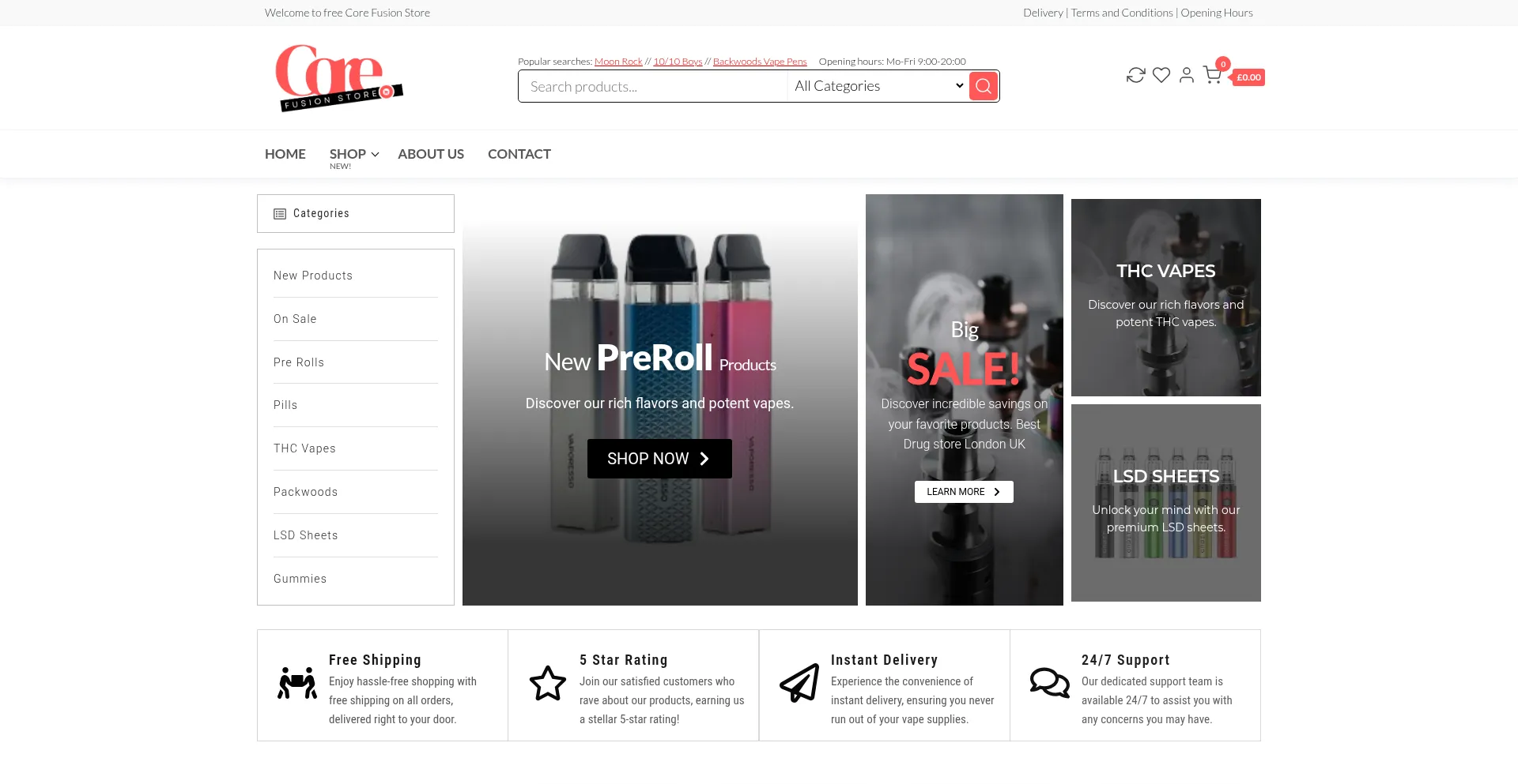 Website screenshot of Corefusionstore.com