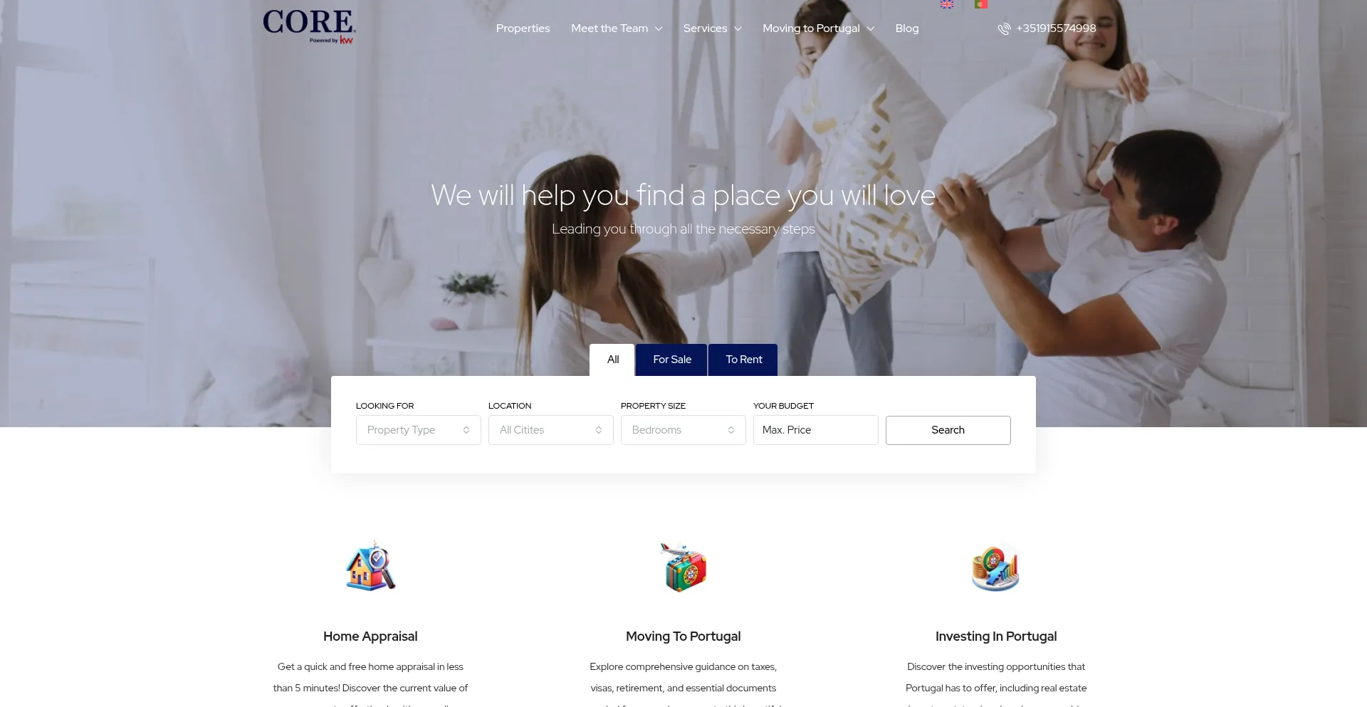 Website screenshot of Coreimoveis.com