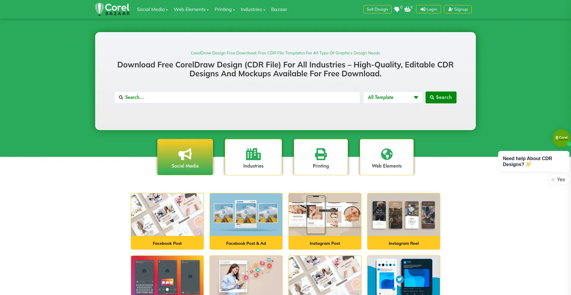 Website screenshot of Corelbazaar.com