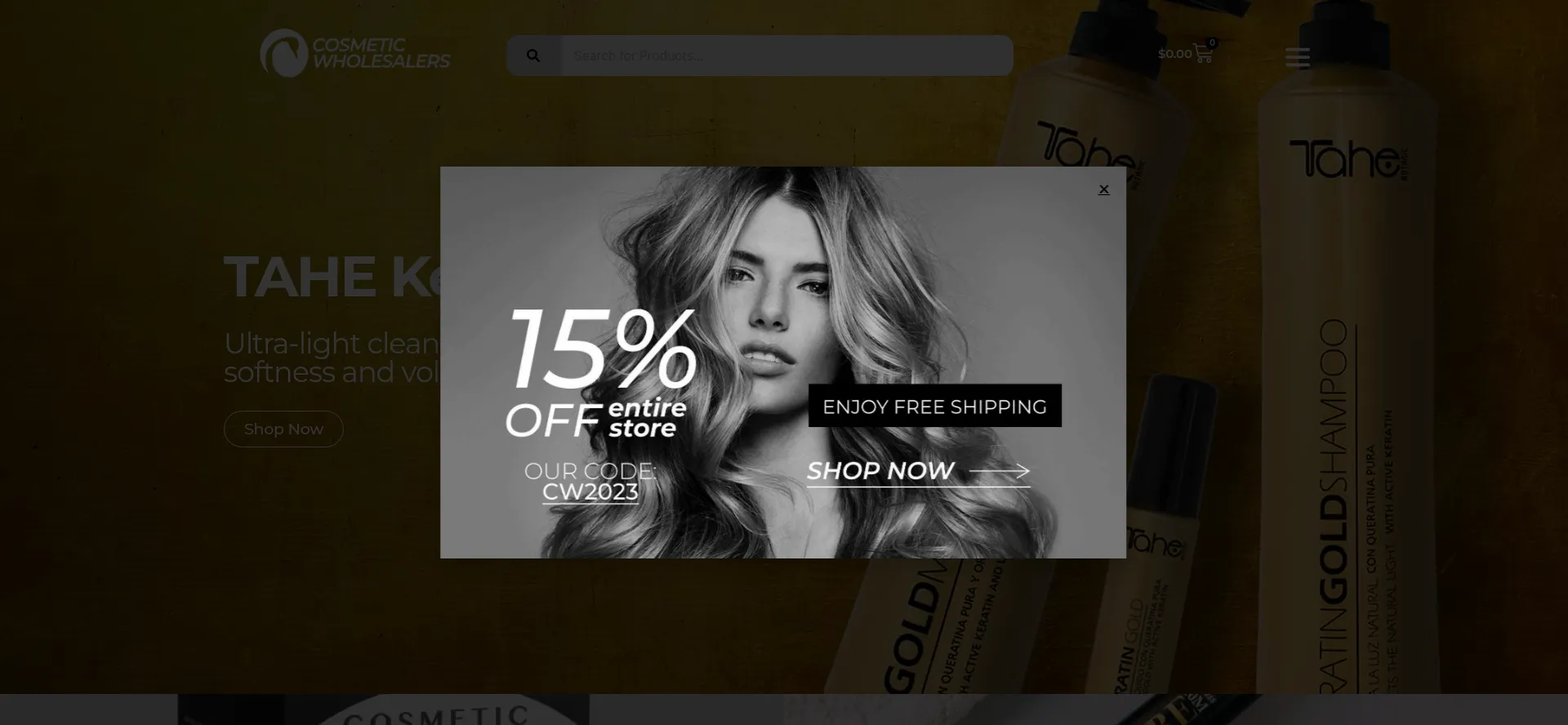 Website screenshot of Cosmeticwholesalersusa.com
