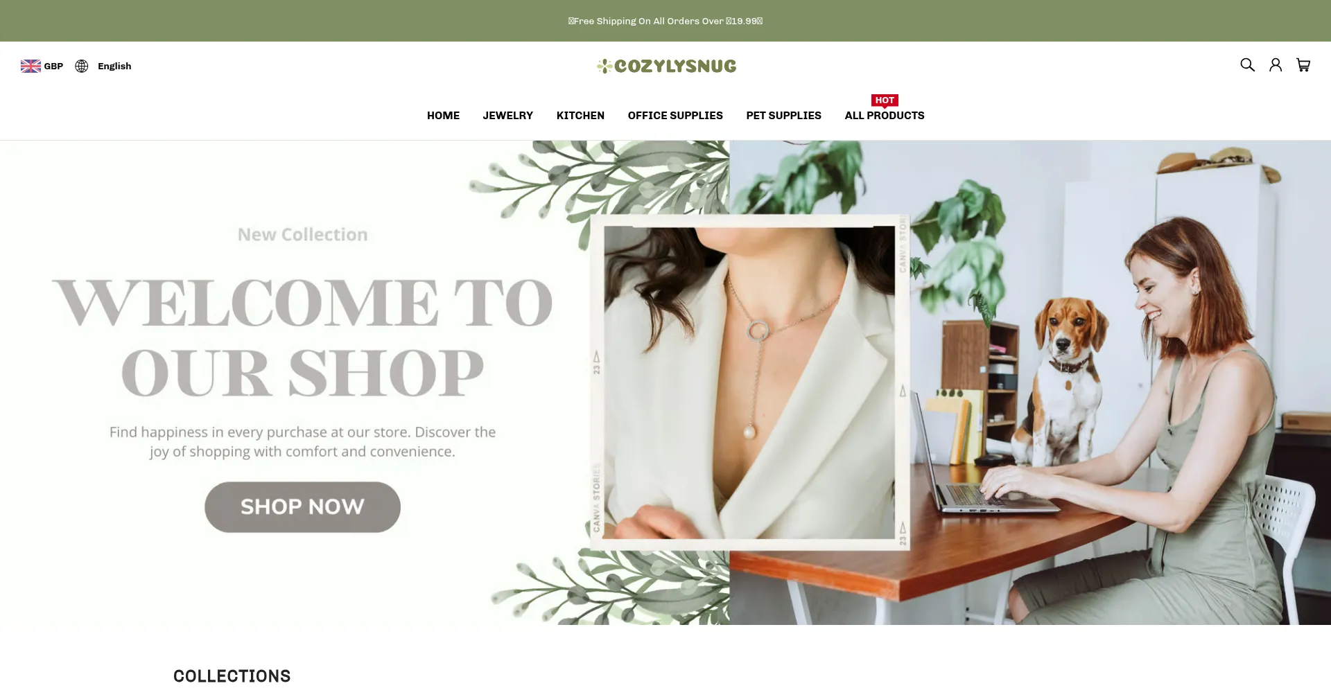 Website screenshot of Cozylysnug.com