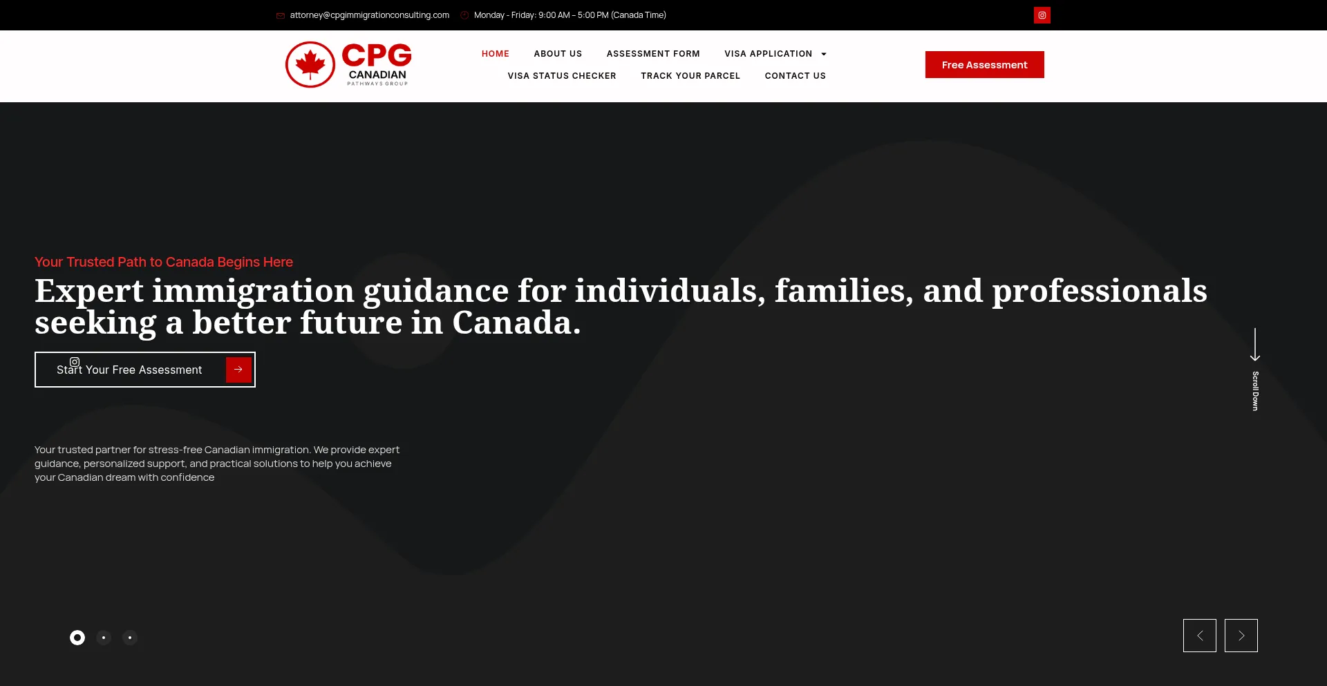 Website screenshot of Cpgimmigrationconsulting.com