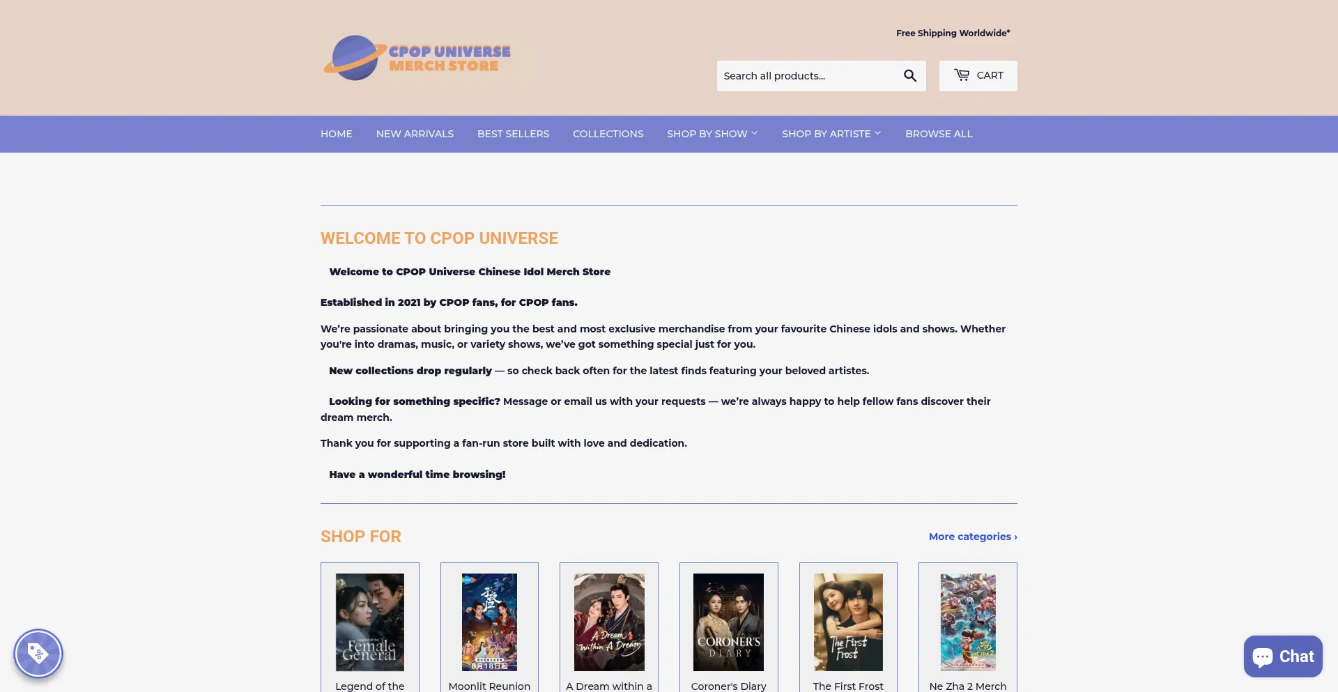 Website screenshot of Cpop-universe.com