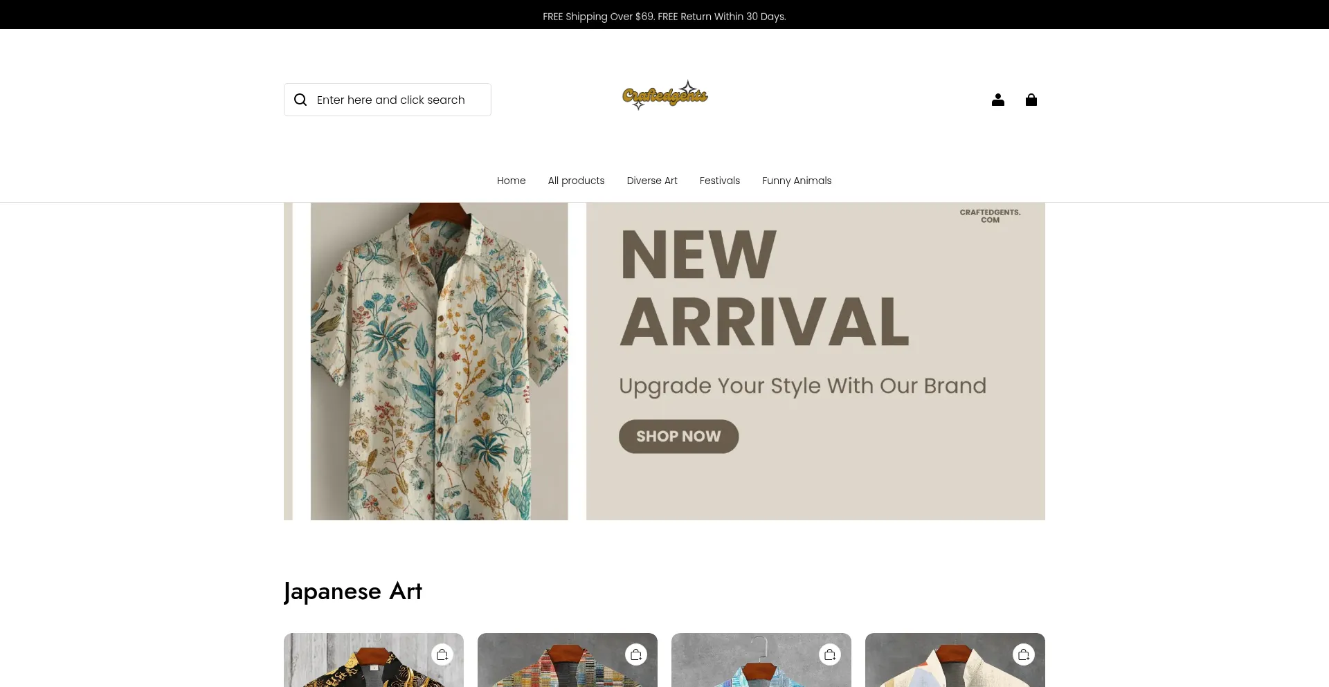 Website screenshot of Craftedgents.com
