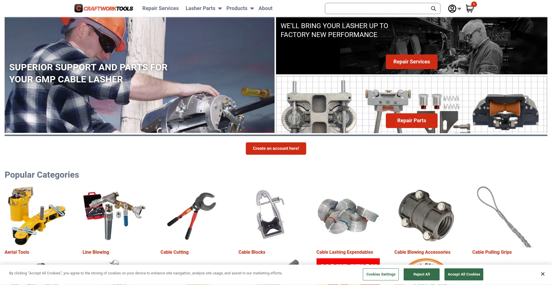 Website screenshot of Craftworktools.com