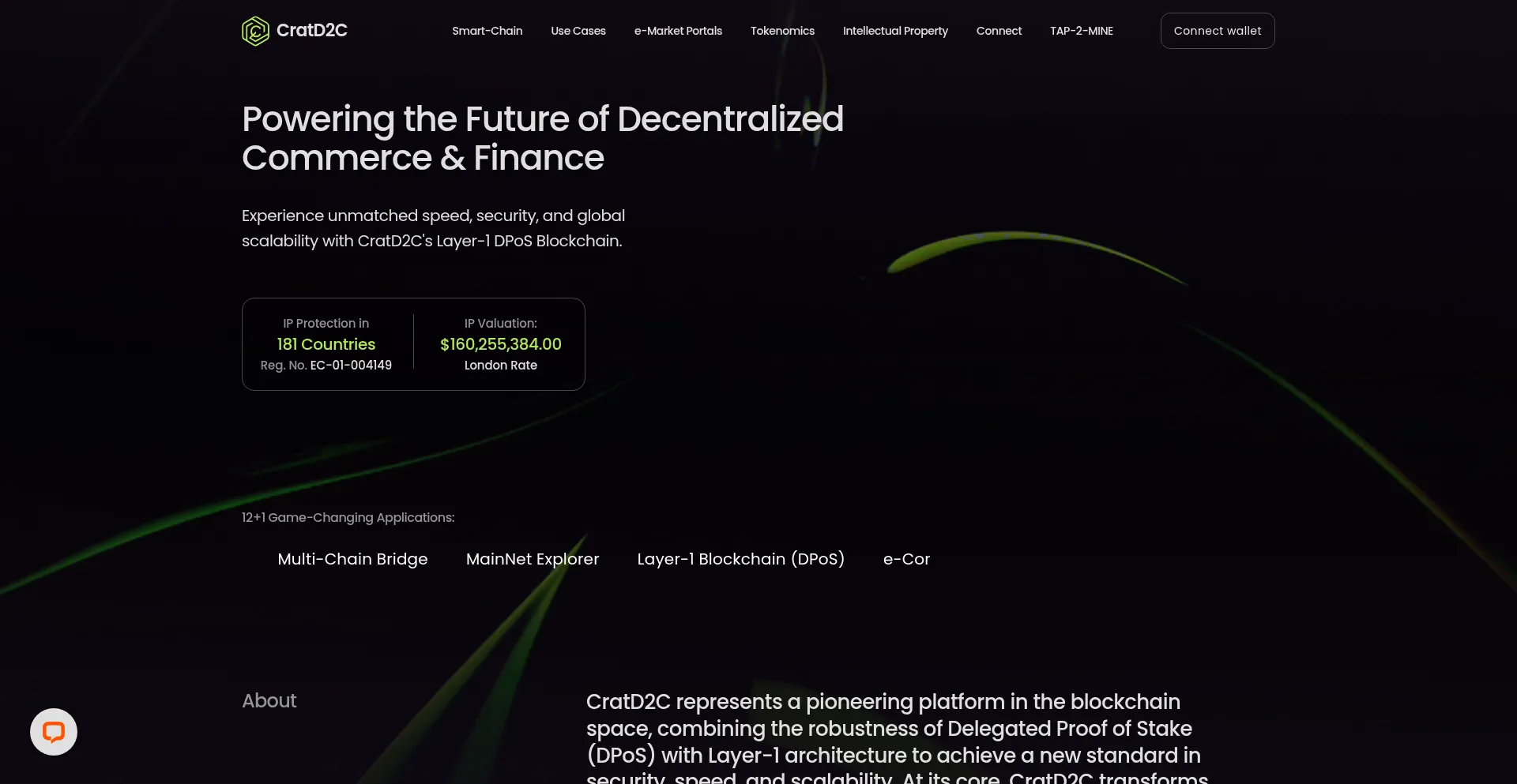 Website screenshot of Cratd2csmartchain.io