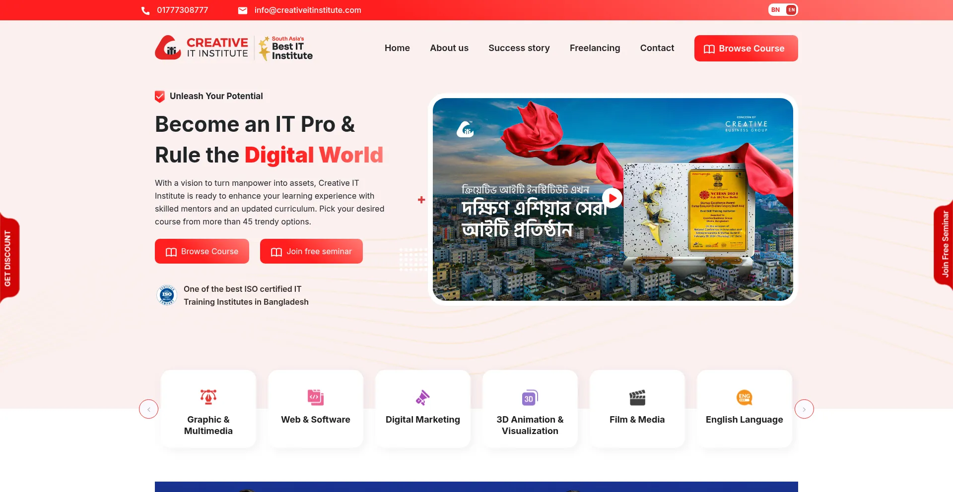 Website screenshot of Creativeitinstitute.com