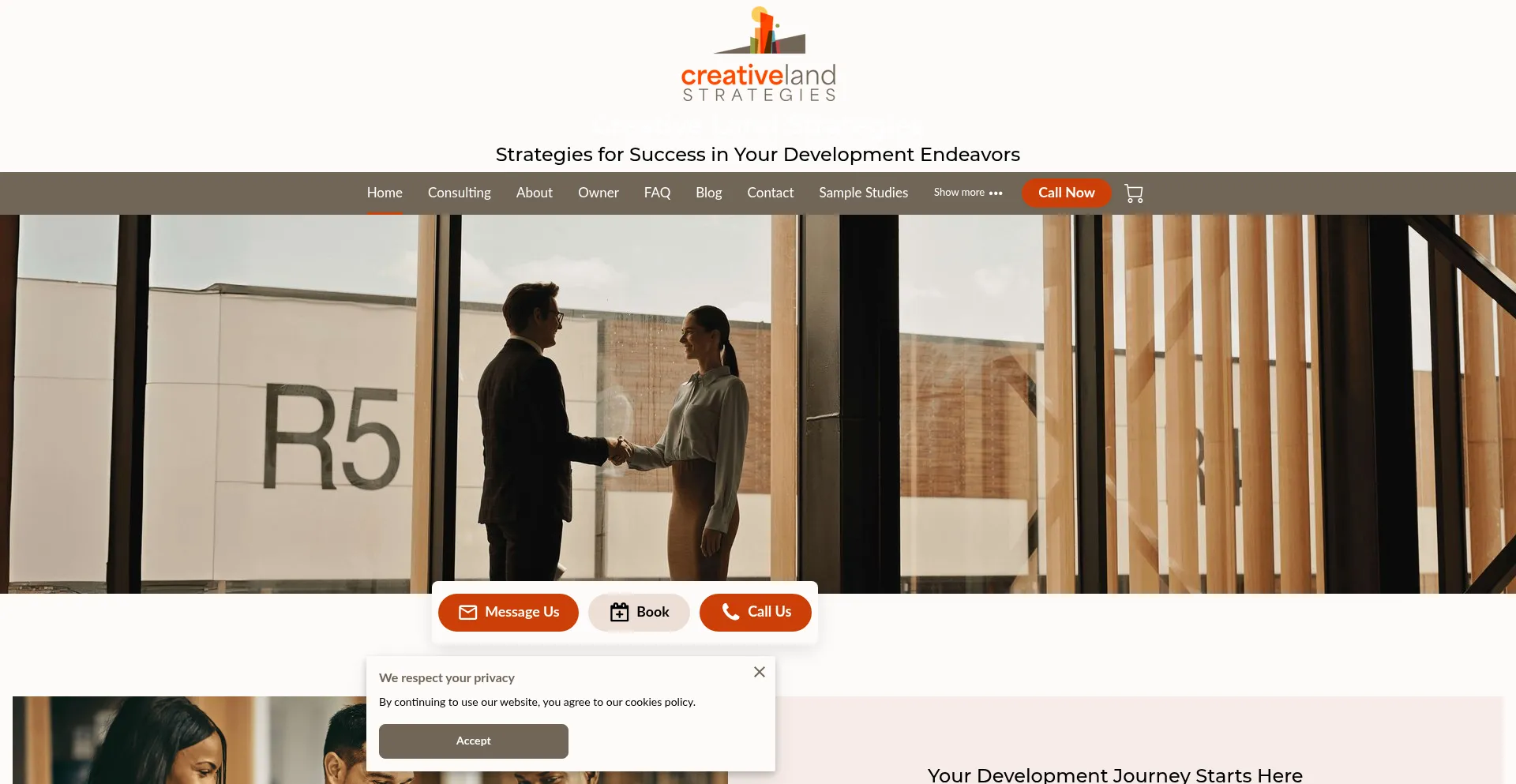 Website screenshot of Creativelandstrategies.com