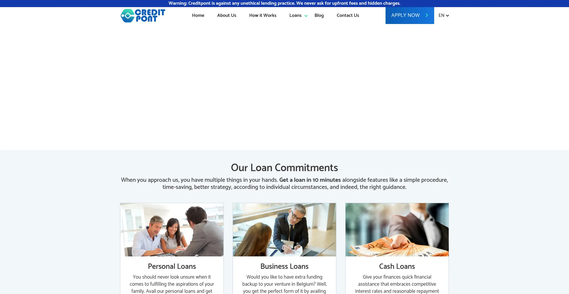 Website screenshot of Creditpont.com