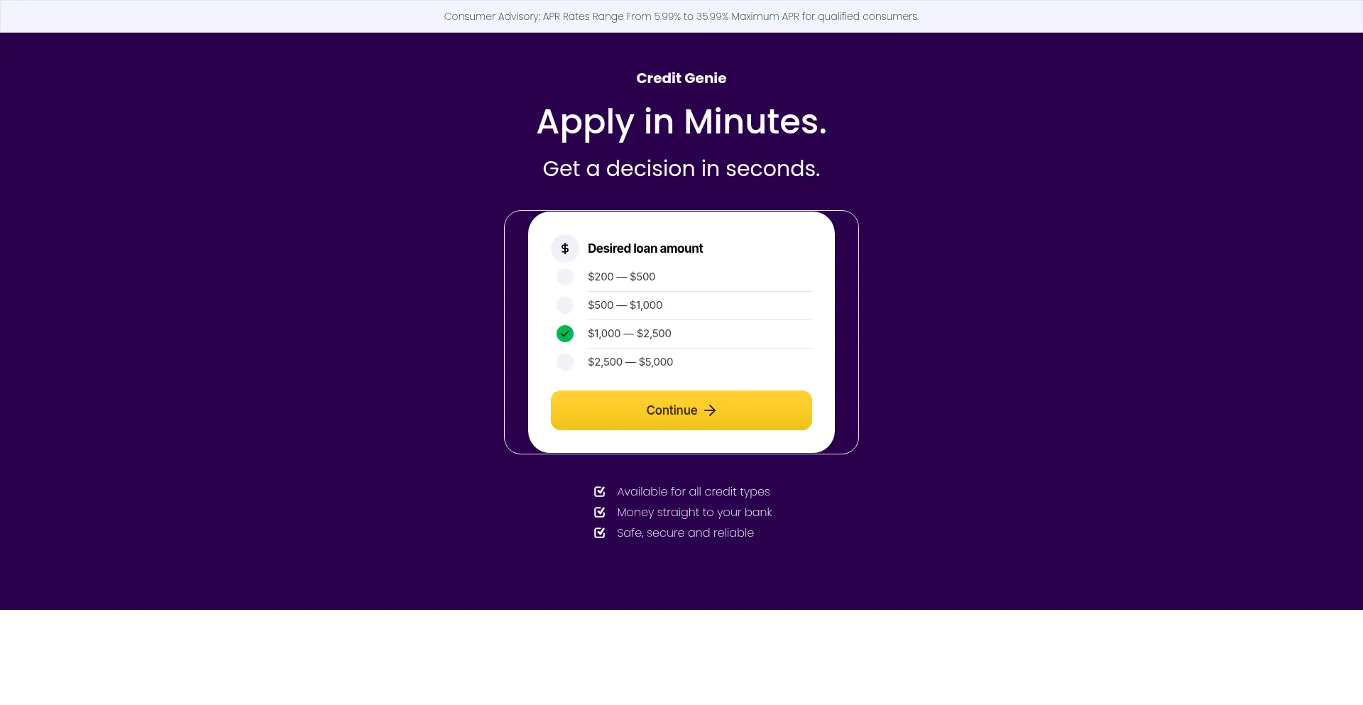 Website screenshot of Credltgenie.com