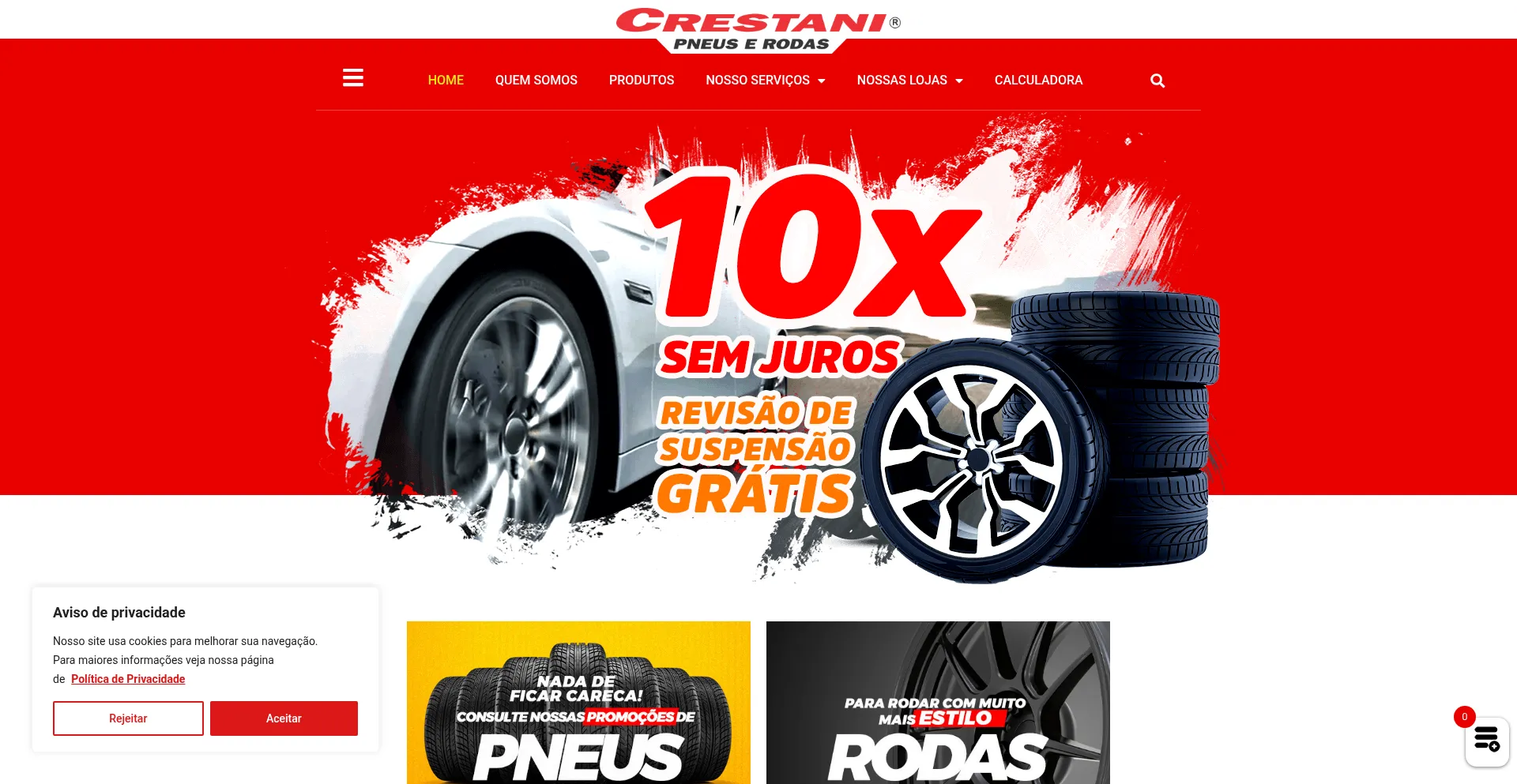 Website screenshot of Crestanipneus.com