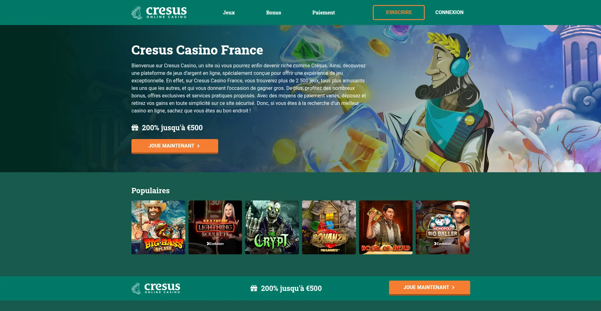 Website screenshot of Cresuscasino.fr
