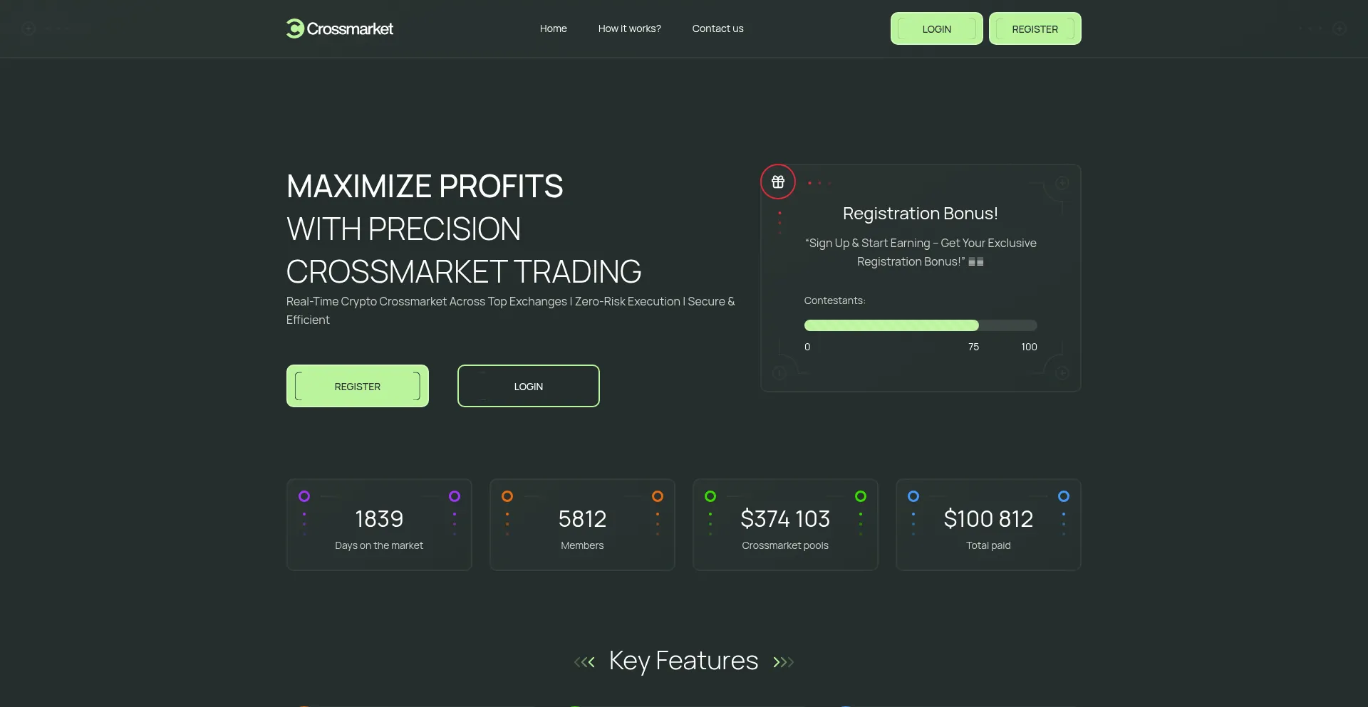 Website screenshot of Crossmarket.xyz