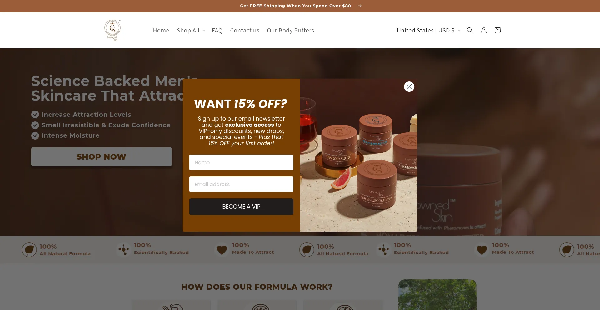 Website screenshot of Crownedskin.com