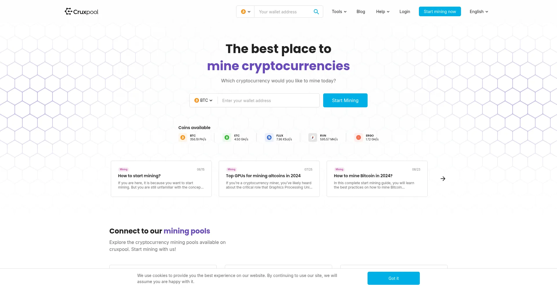 Website screenshot of Cruxpool.com