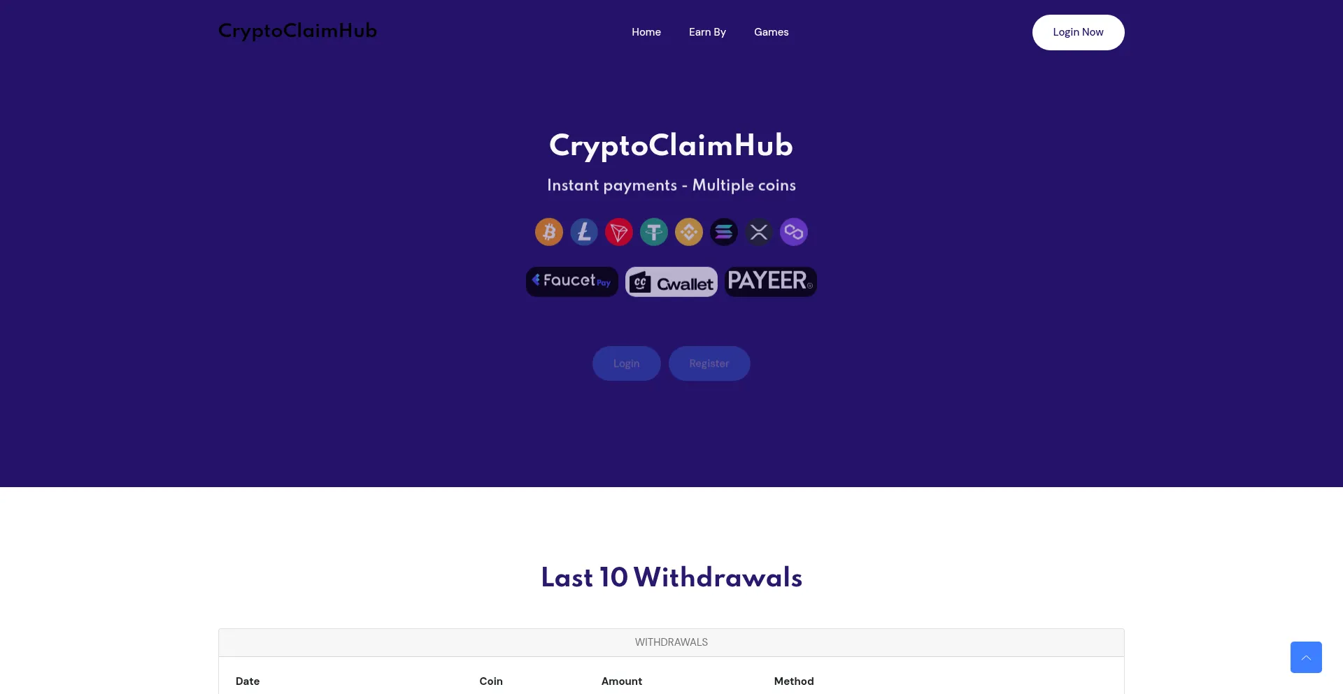 Website screenshot of Cryptoclaimhub.com