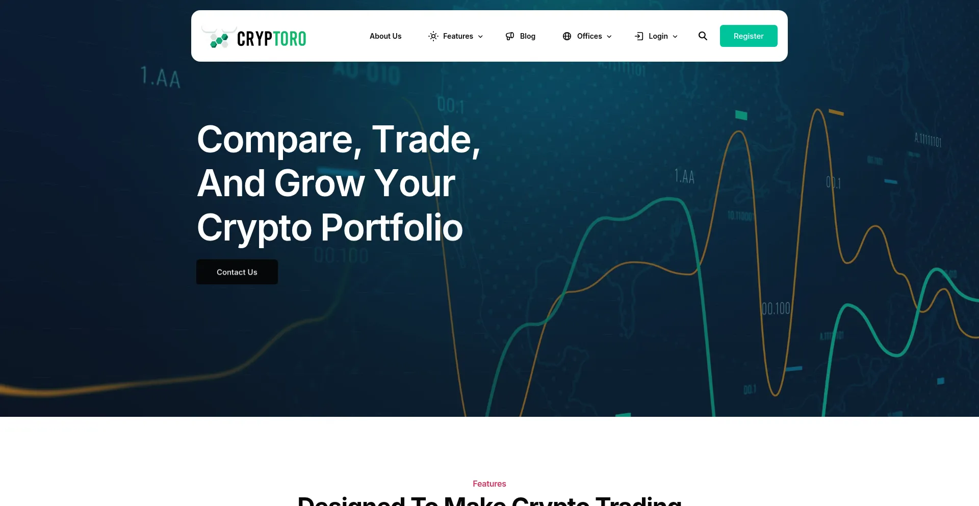 Website screenshot of Cryptoro.ai