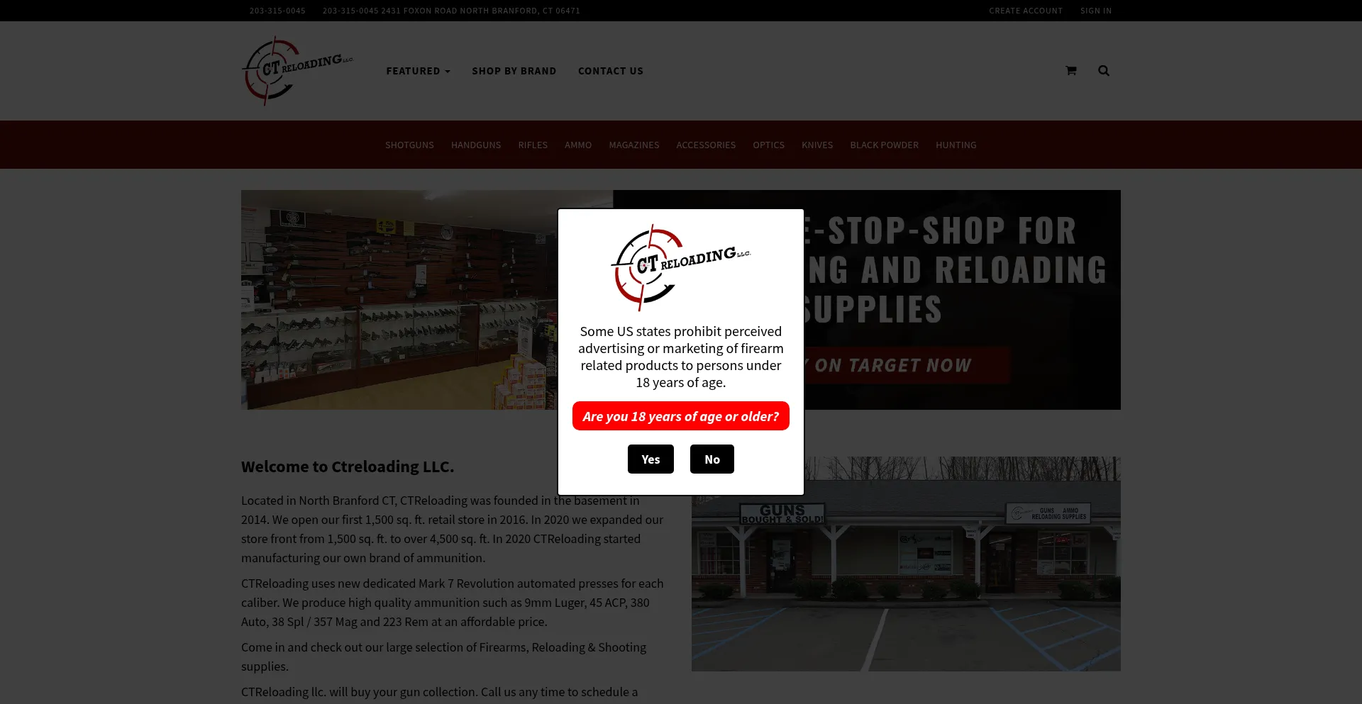 Website screenshot of Ctreloading.com