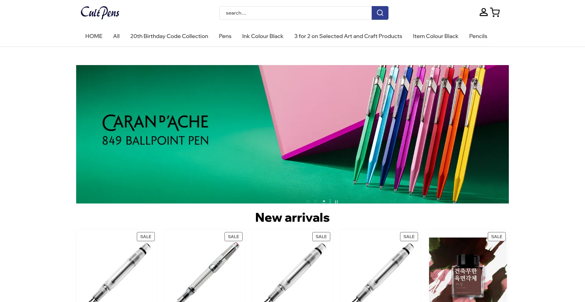 Website screenshot of Cultpensshop.com