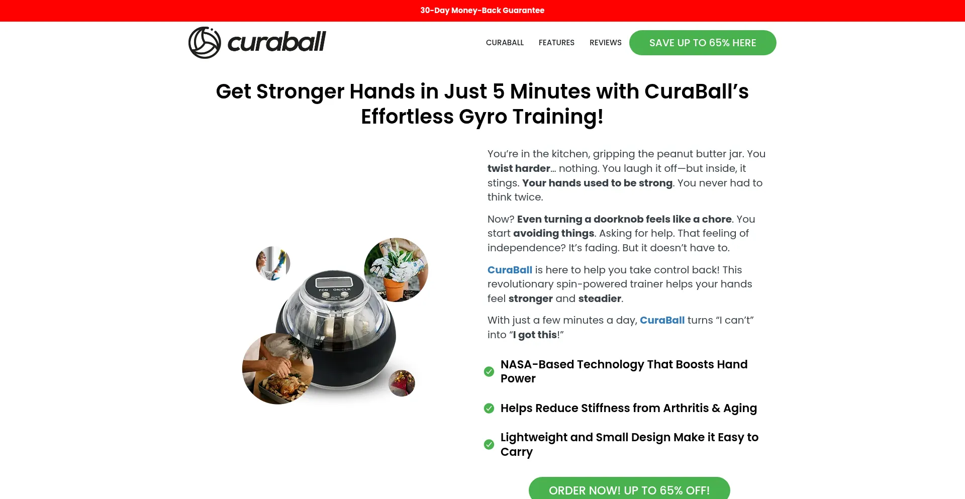 Website screenshot of Curaball.com
