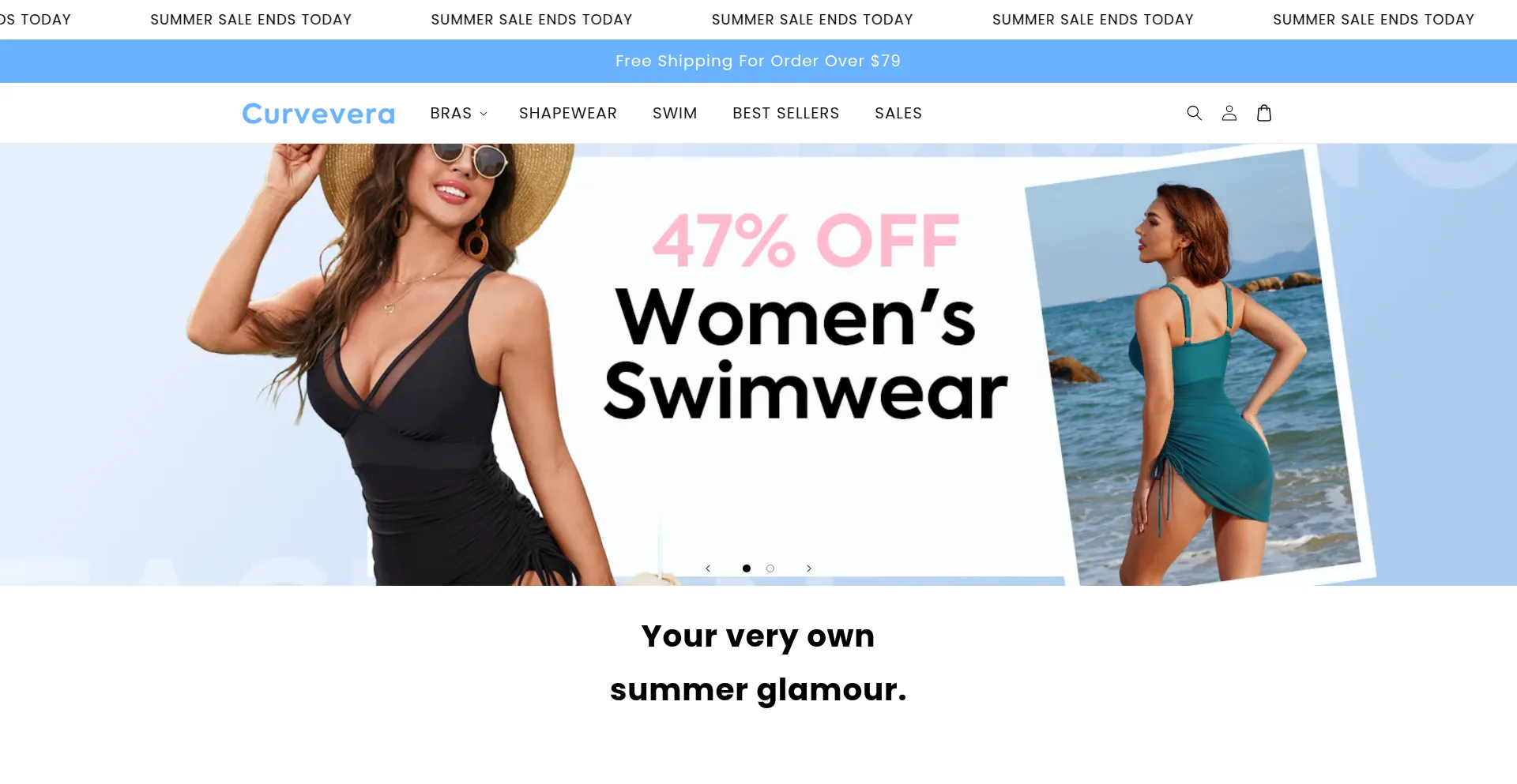 Website screenshot of Curvevera.com