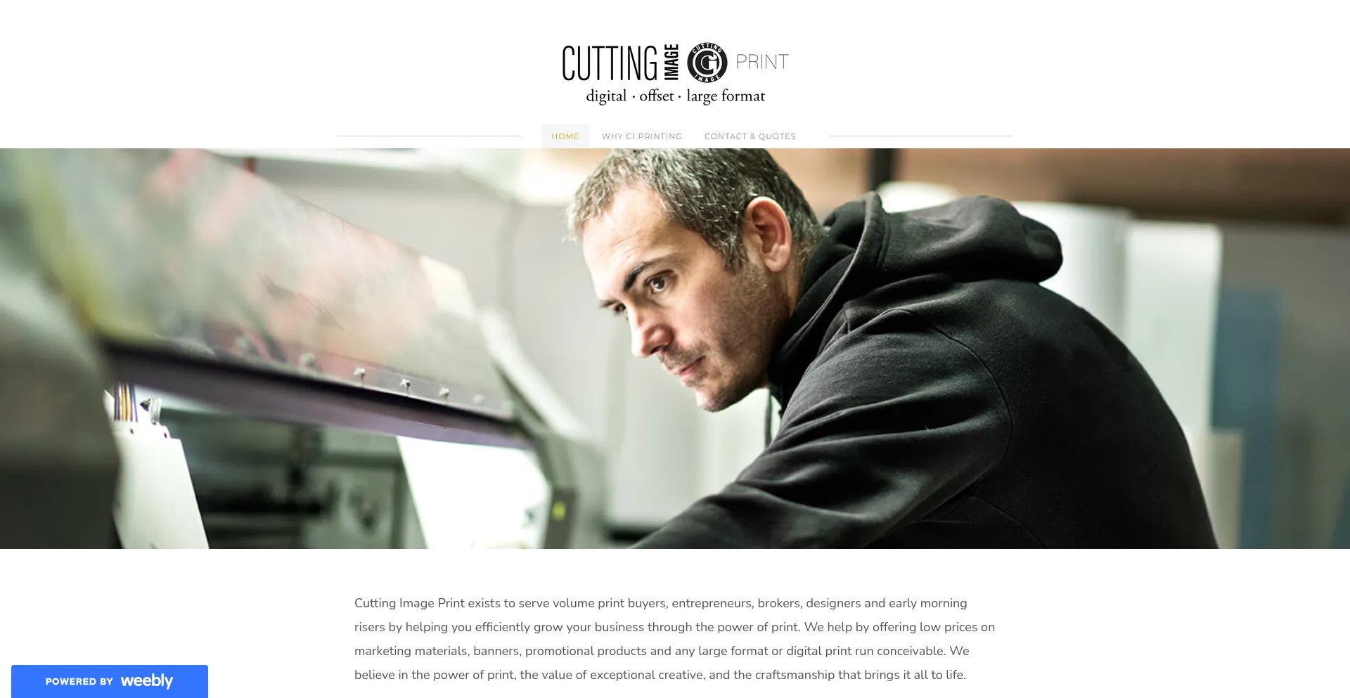 Website screenshot of Cuttingimageprint.com