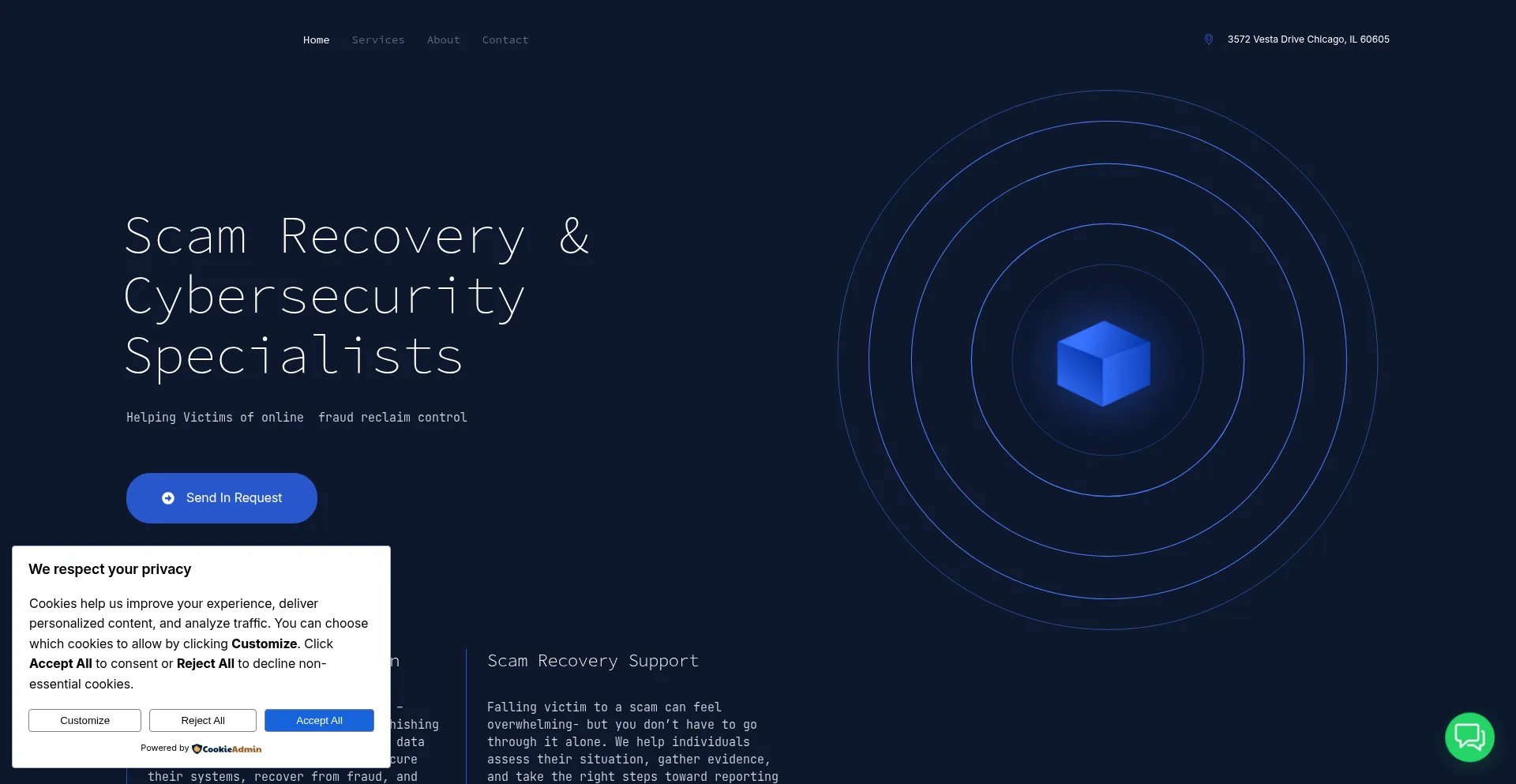 Website screenshot of Cybershieldassist.com
