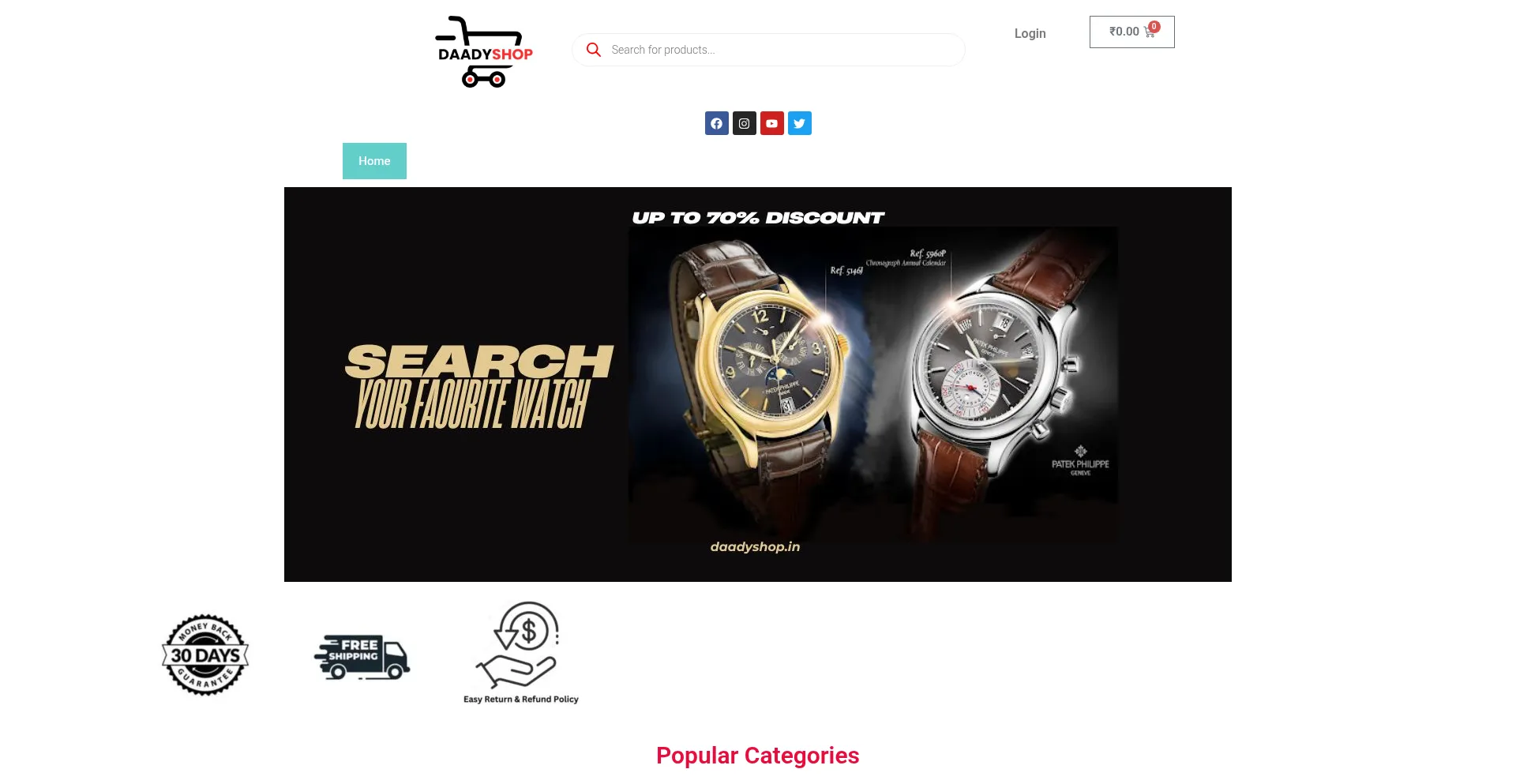 Website screenshot of Daadyshop.in