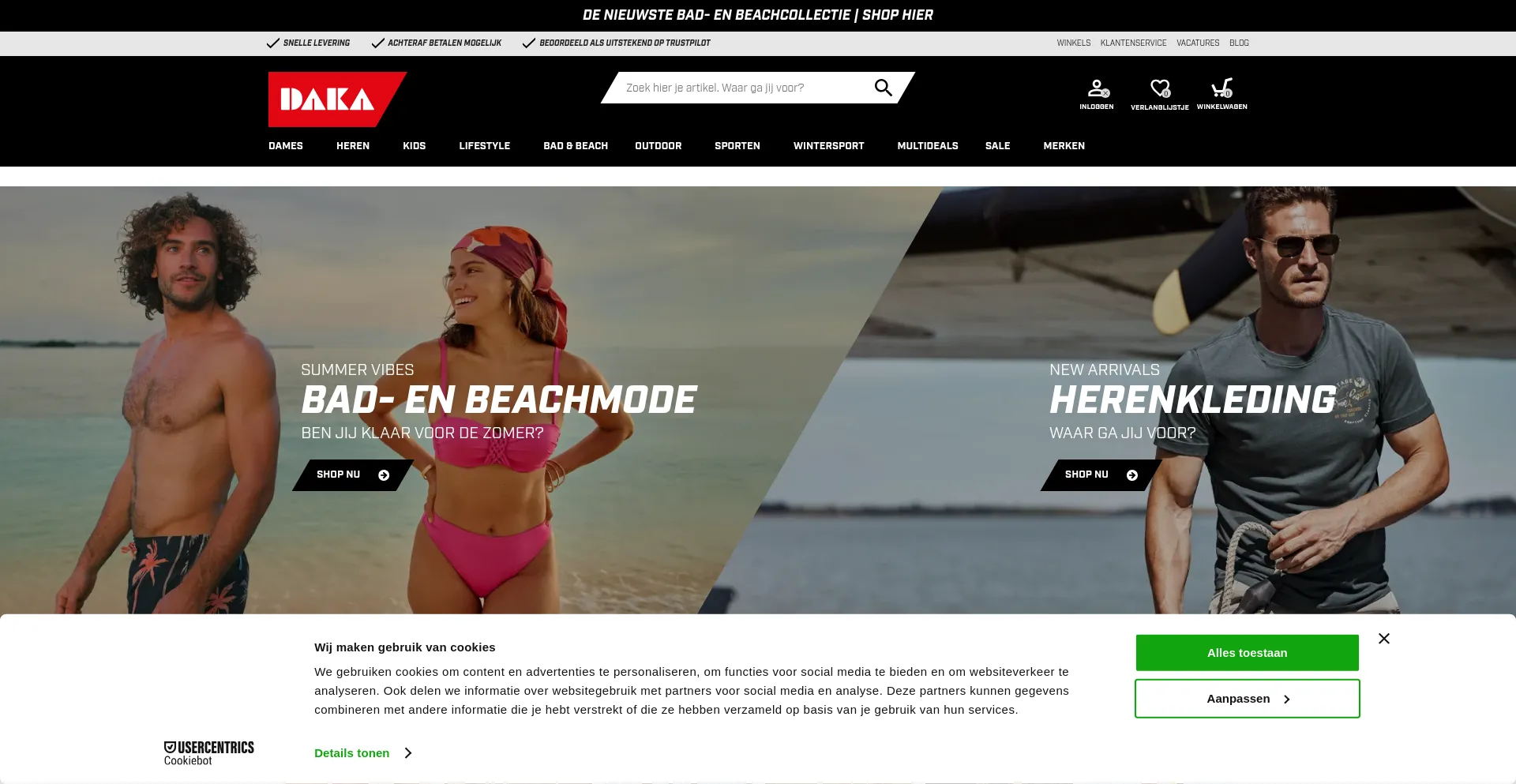 Website screenshot of Daka.nl