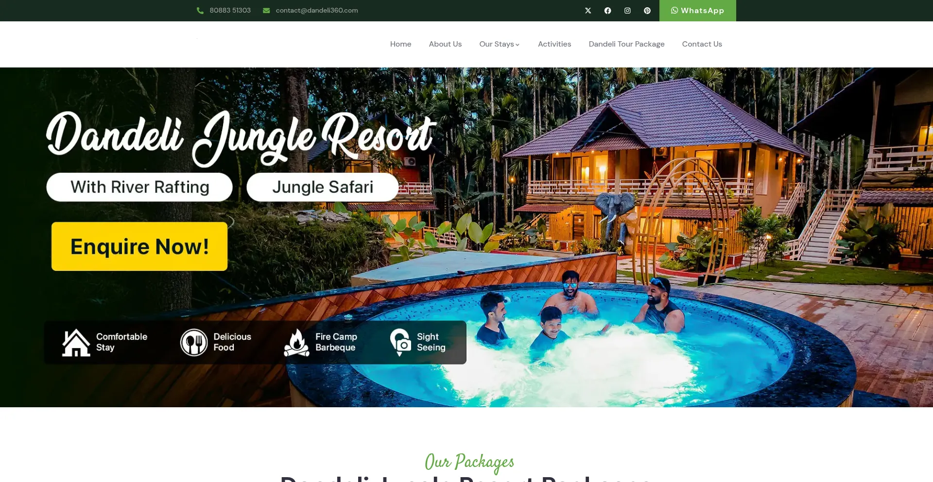 Website screenshot of Dandeli360.com