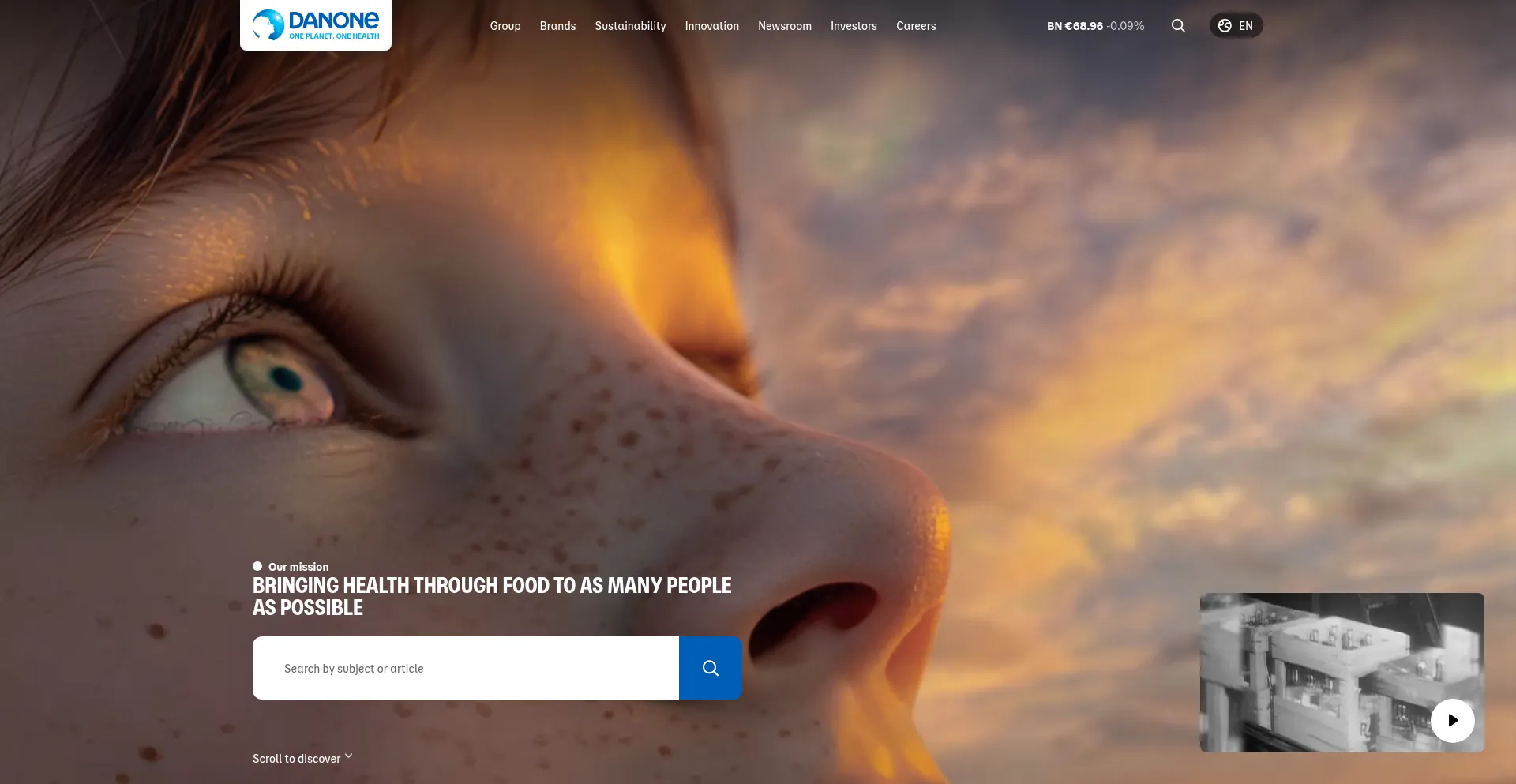 Website screenshot of Danone.com
