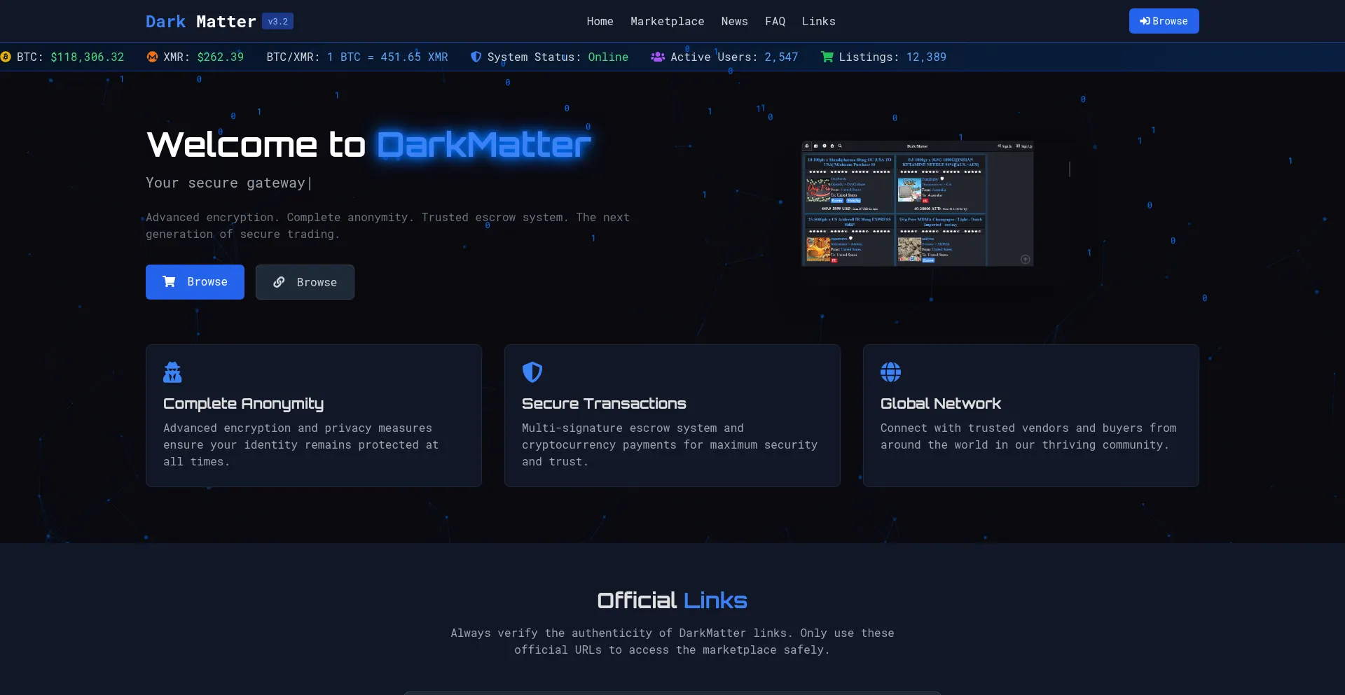 Ist Dark-matter-market.io sicher und vertrauenswürdig?