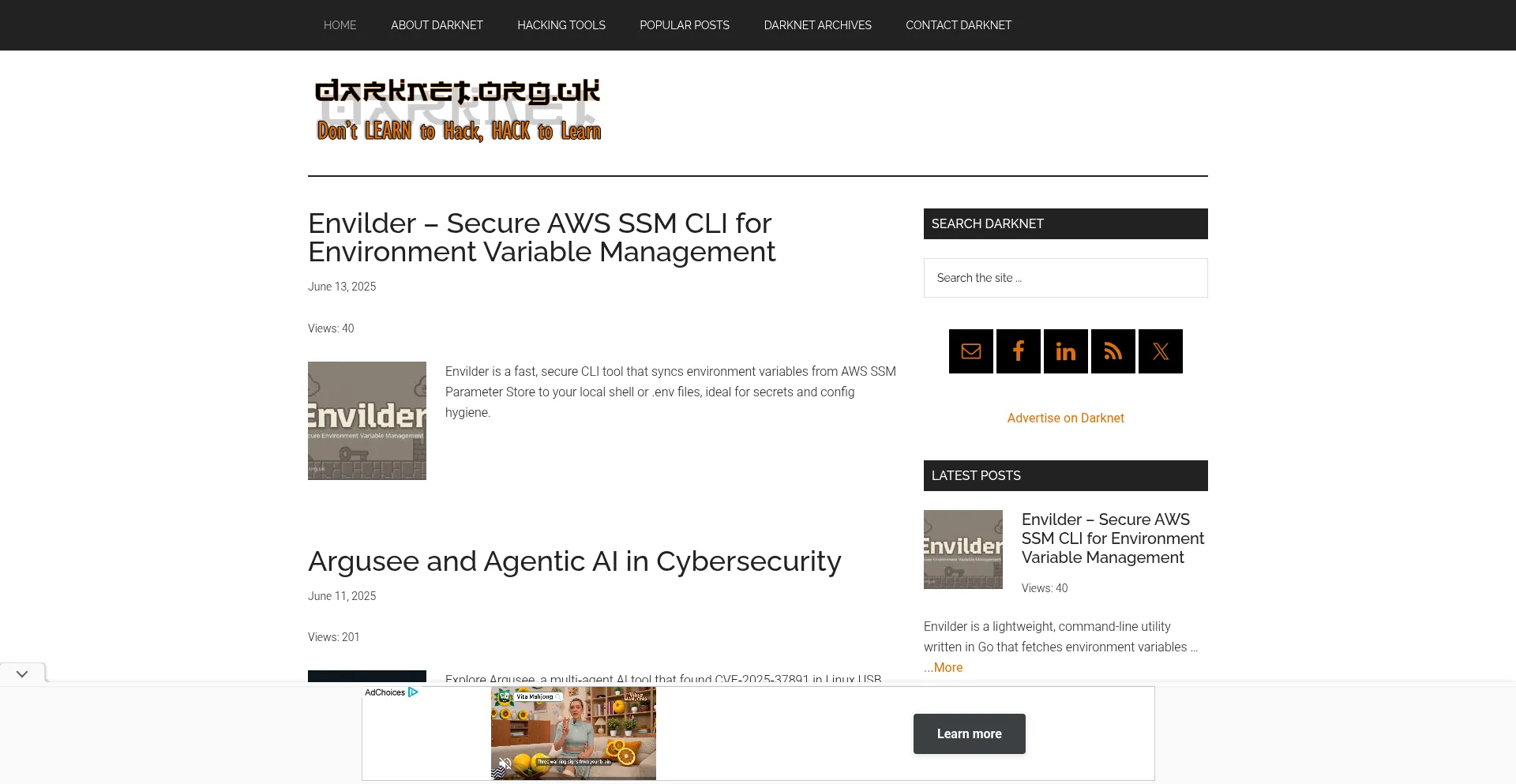 Website screenshot of Darknet.org.uk
