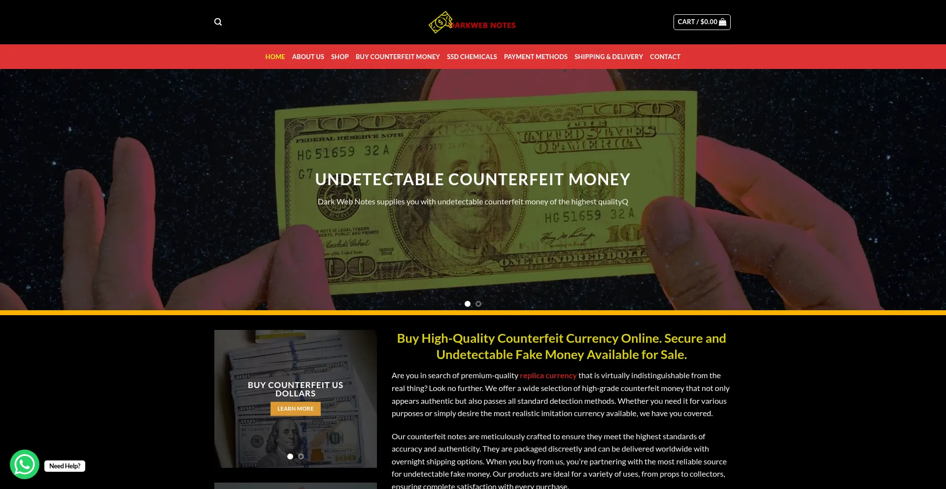 Website screenshot of Darkwebnotes.com