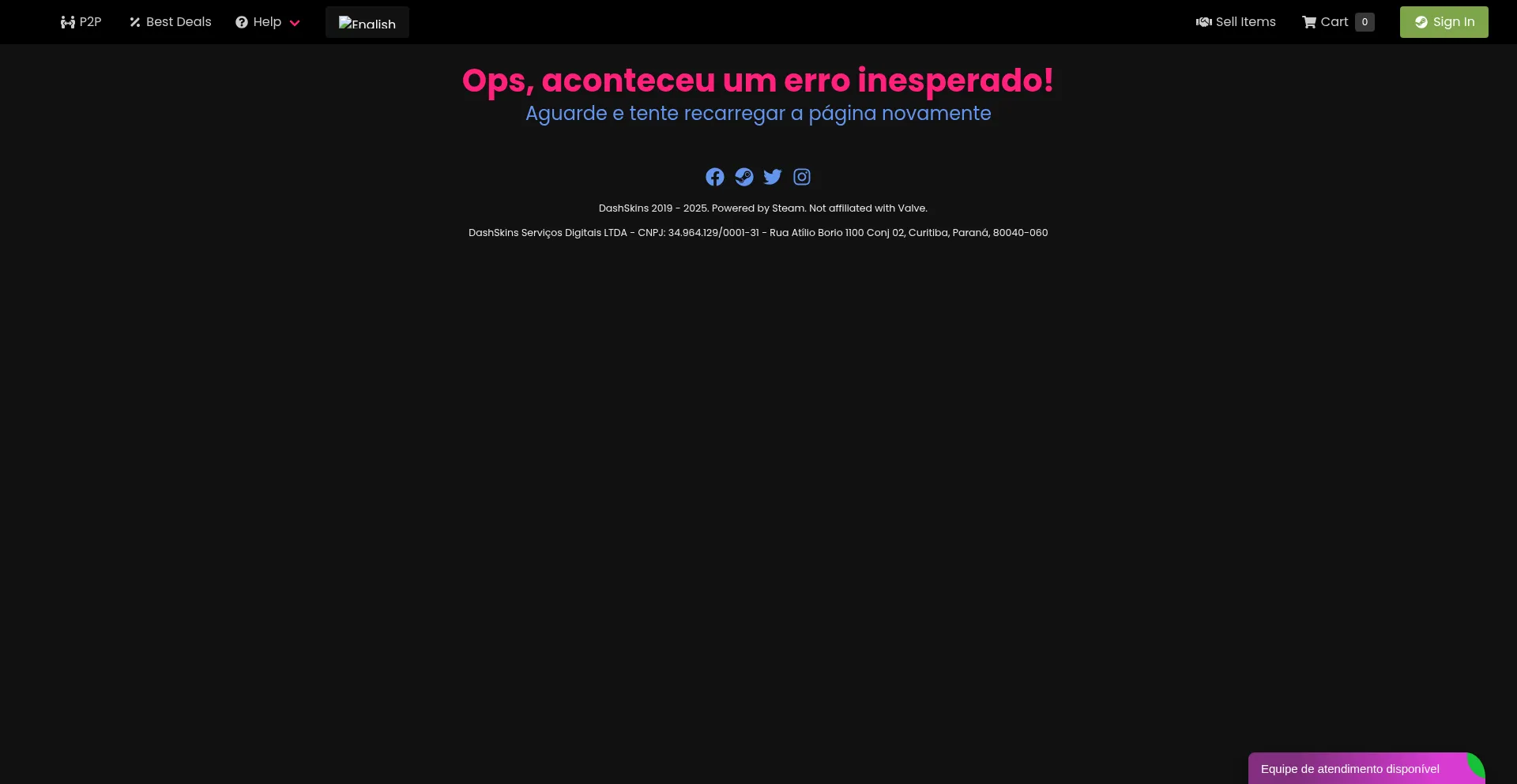 Website screenshot of Dashskins.net